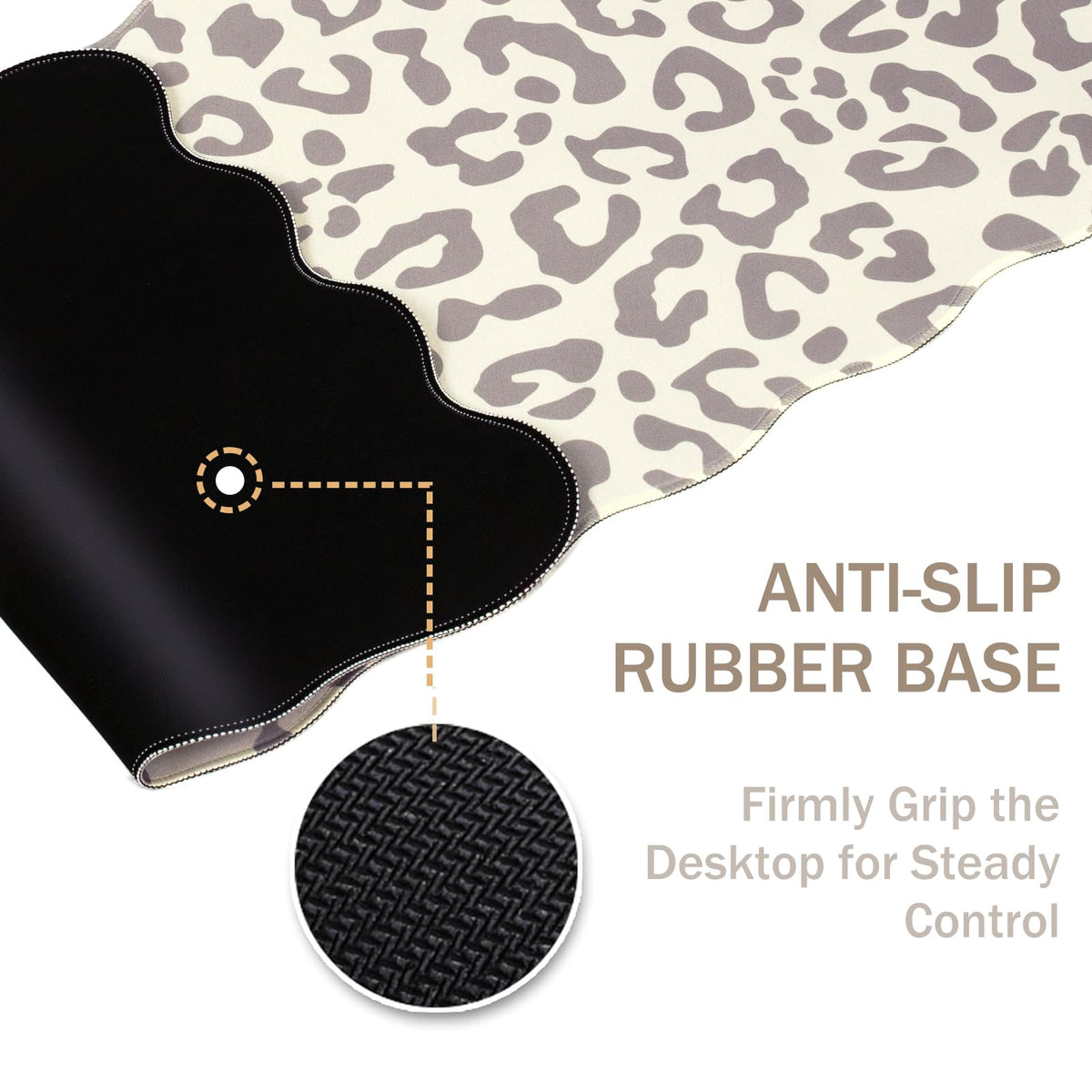 L-SPOUTTO Beige Leopard Mouse Pad,Scalloped Desk Mat XXL Gaming Mousepad