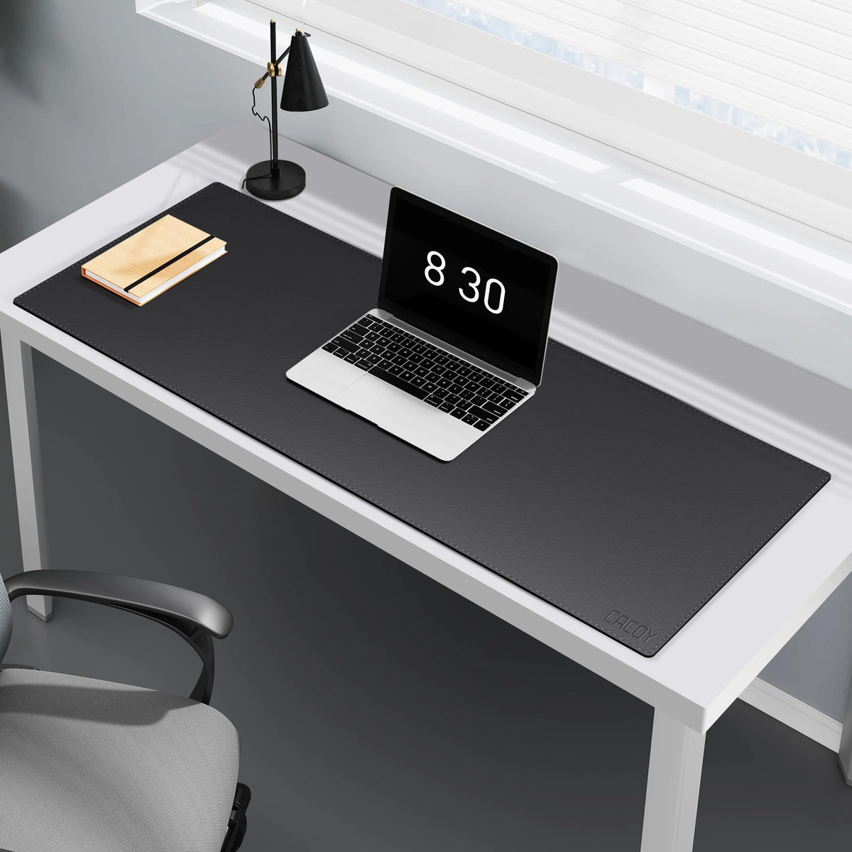 Cacoy 40"x16" Leather Desk Pad Blotter Black, Desk Mat for Keyboard & Mouse