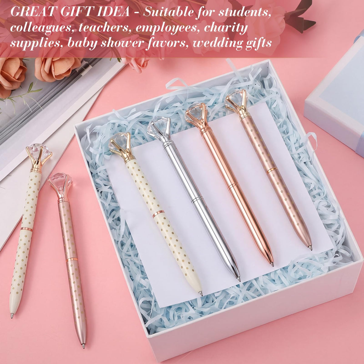 Sherr 100 Pack Crystal Diamond Pens Jewel pen Bulk, Pretty, Assorted