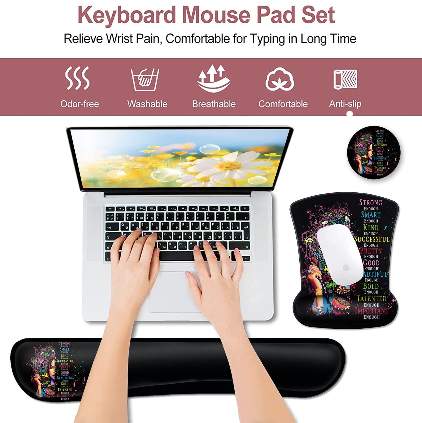 Ergonomic Mouse Pad with Wrist Support Gel MousePads, Comfortable Wireless Mouse pad, Pain Relief