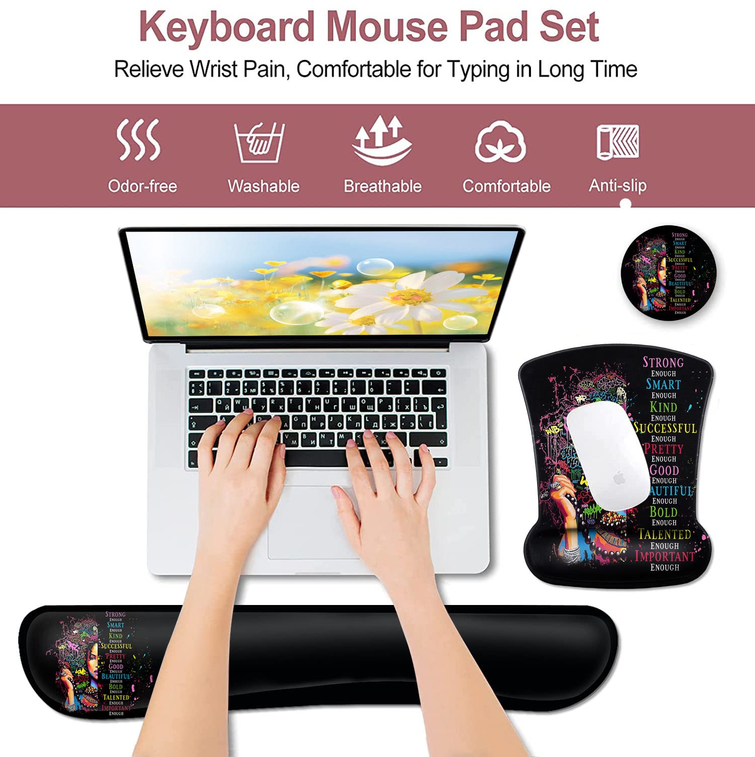 Ergonomic Mouse Pad with Wrist Support Gel MousePads, Comfortable Wireless Mouse pad, Pain Relief
