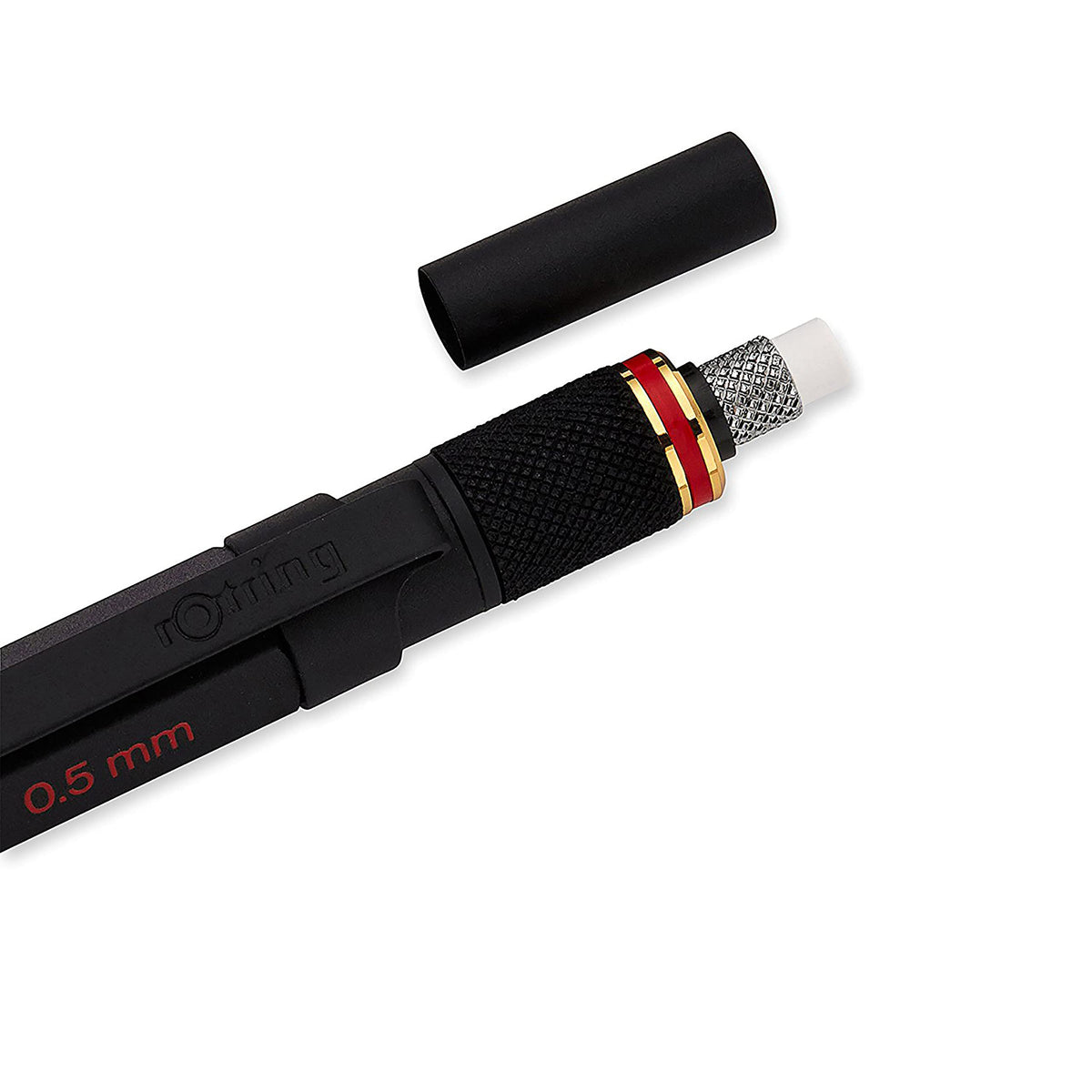 rOtring 800+ Mechanical Pencil and Touchscreen Stylus, Twist-to-Retract, HB 0.5 mm, Black Metal