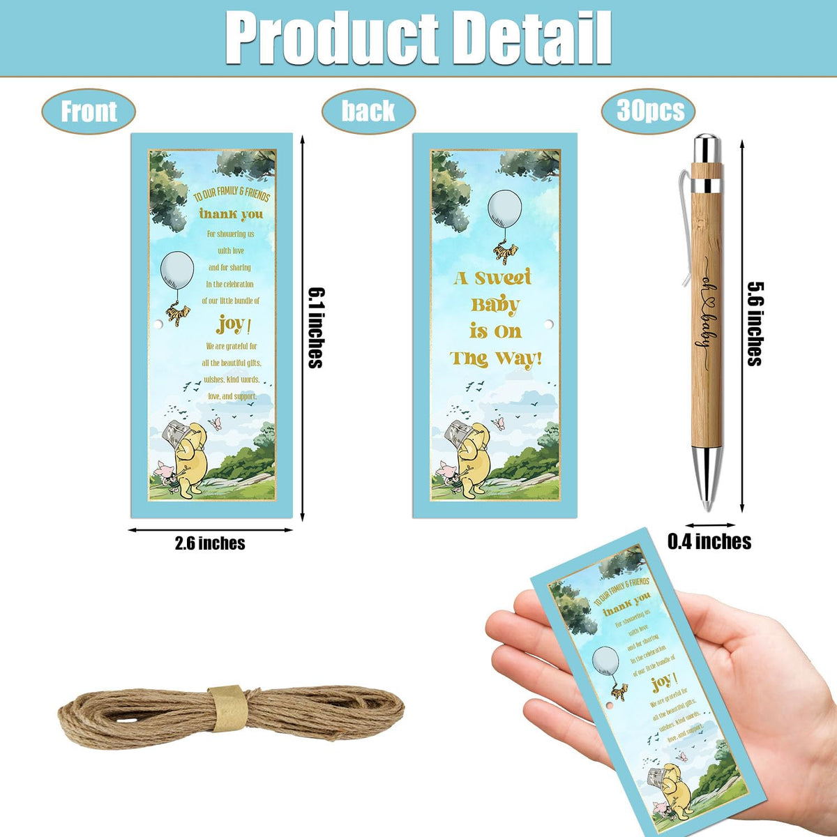 Toerifer Winnie Baby Shower Favors for 30 Guests, 30 Pcs Thank You Gifts for Baby Shower, Gender