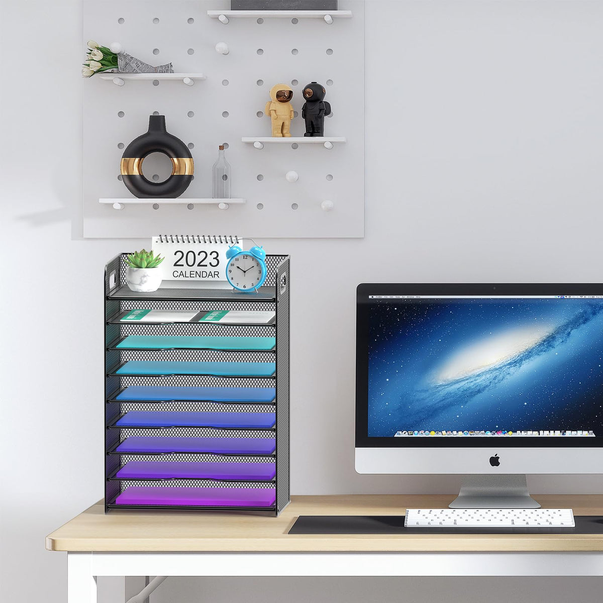 Samstar 9 Tier Desk Organizer, Mesh Paper Letter Tray File Rack Shelves Paper Sorter Storage with