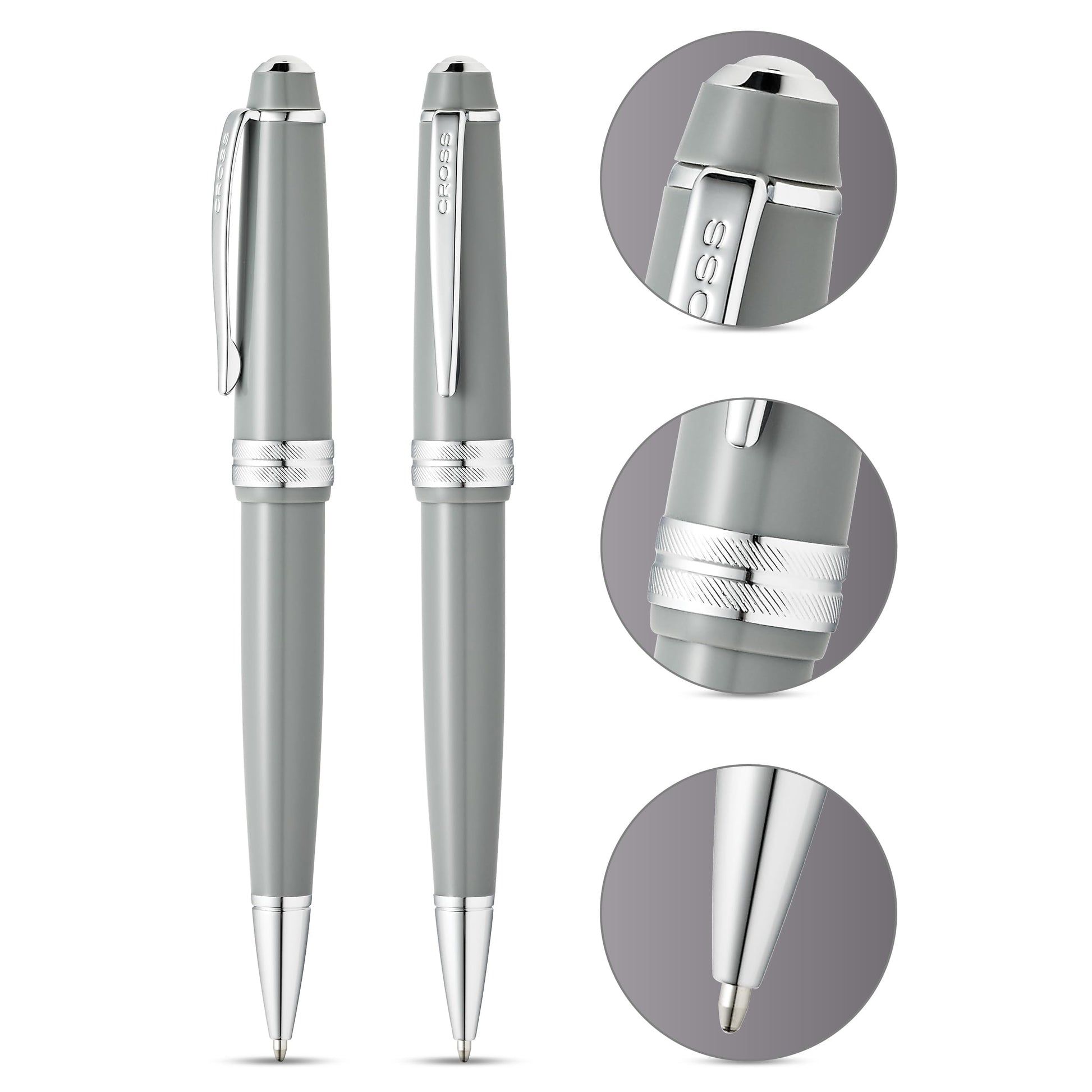 Cross Bailey Polished Gray Ballpoint Pen, Medium Point, Black Ink