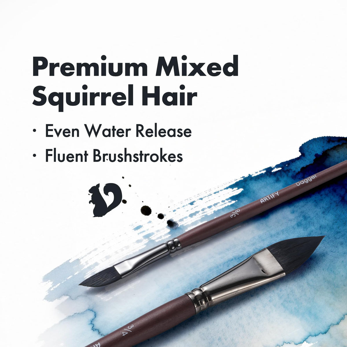 Artify Watercolor Brushes Professional, 14pcs Mixed Squirrel Hair Watercolor Paint Brush Set