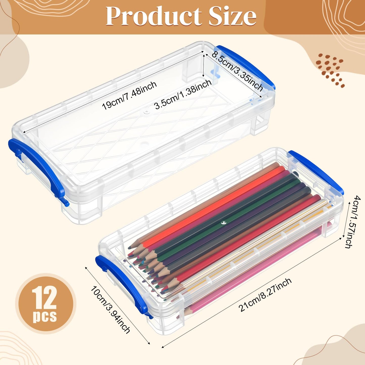Gueevin 24 Pcs Pencil Box Clear Plastic Pencil Case, Blue