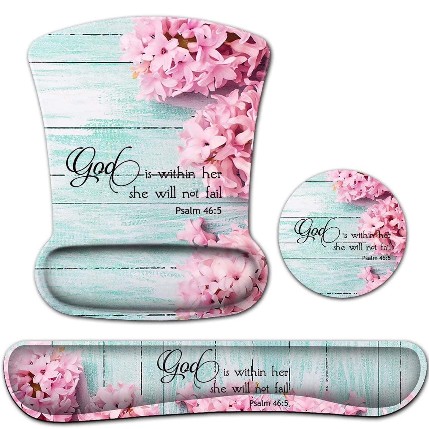 Mouse Pad with Wrist Support, Ergonomic Gel Mouse Pad Beautiful Flowers,Non-Slip Durable, Memory
