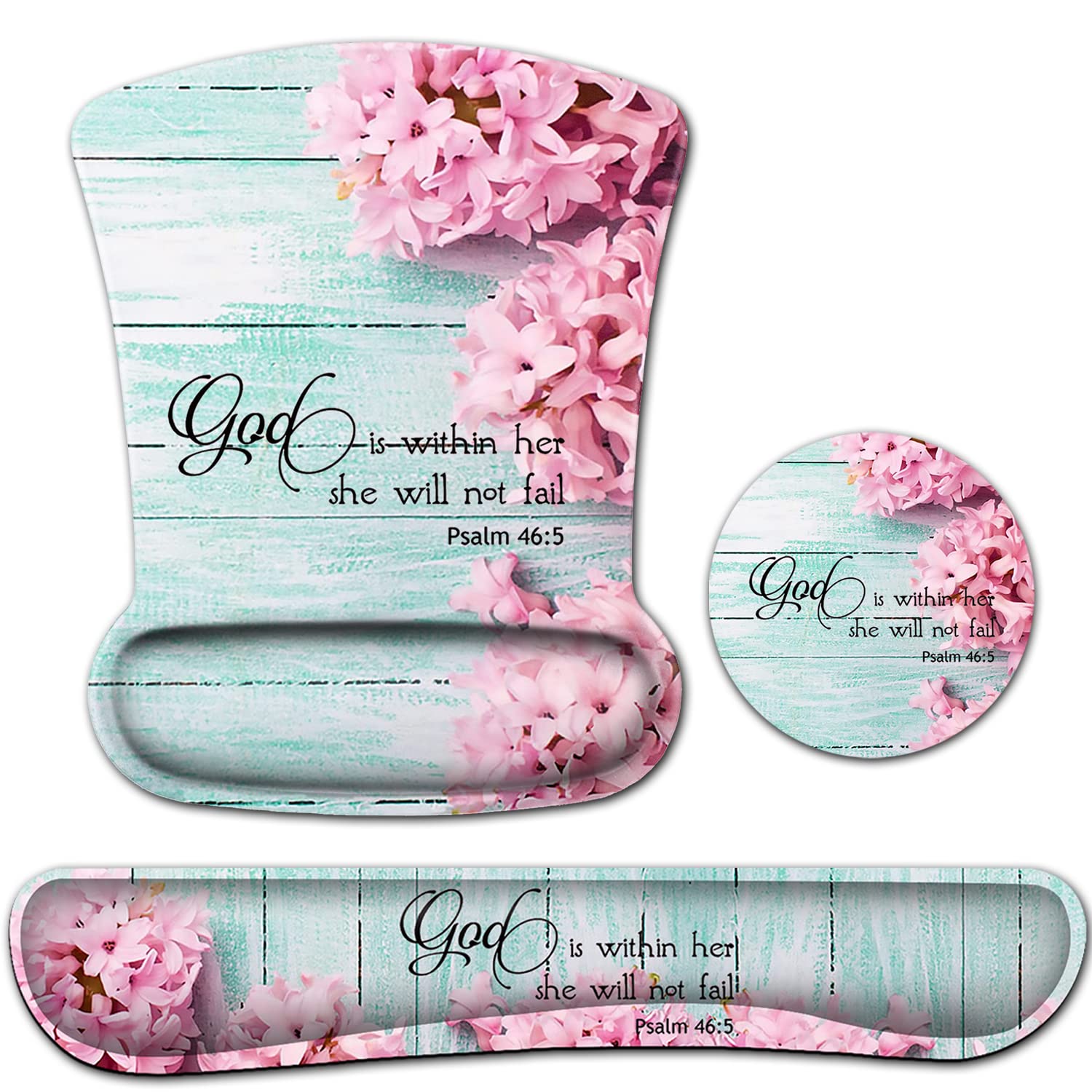 Mouse Pad with Wrist Support, Ergonomic Gel Mouse Pad Beautiful Flowers,Non-Slip Durable, Memory
