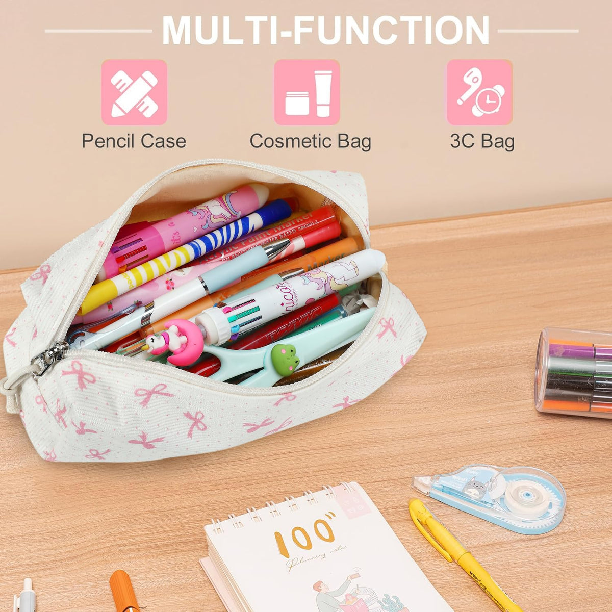 LEDAOU Cute Pencil Case for Kids Girls Boys Pencil Pouch kawaii Pen Pencil Box Bag Holder for