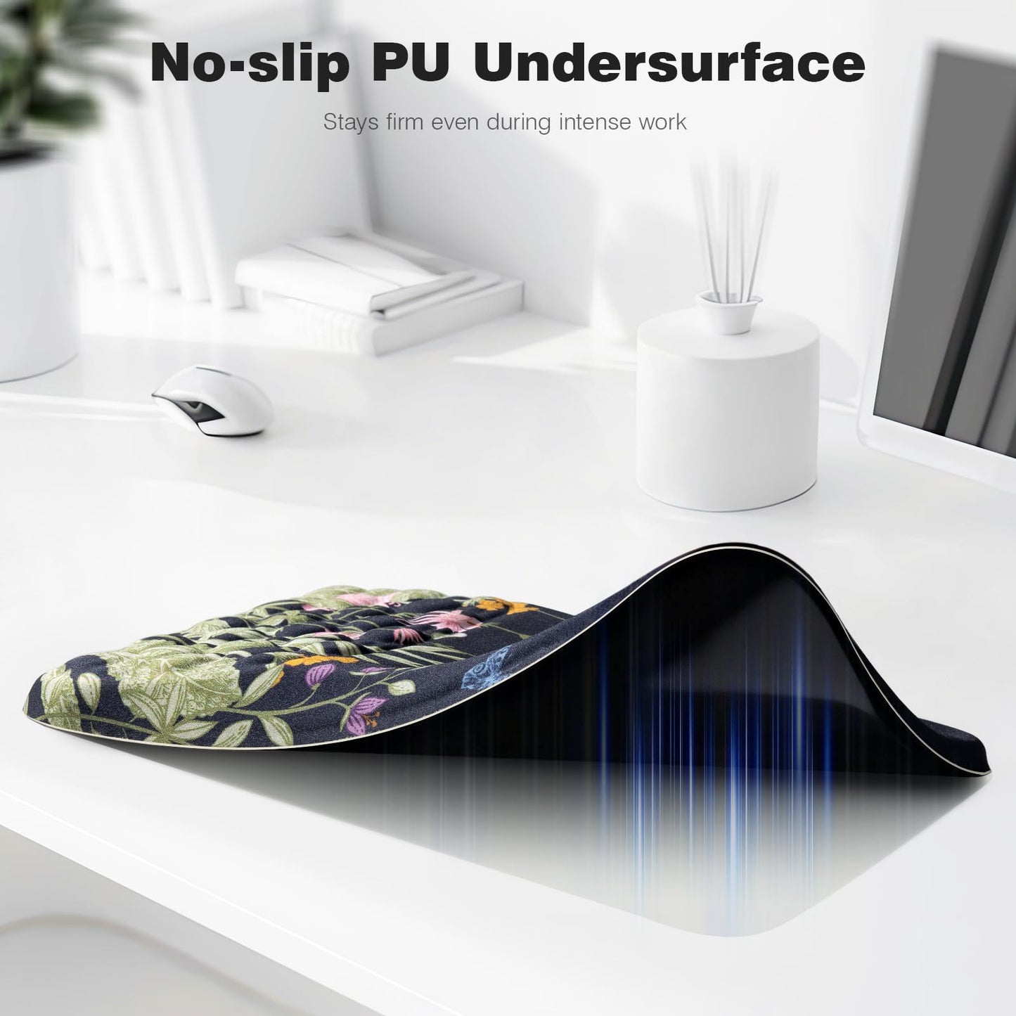 Ospelelf Mouse Pad with Wrist Rest Floral Ergonomic Comfortable Pain Relief Mousepad Wrist Support