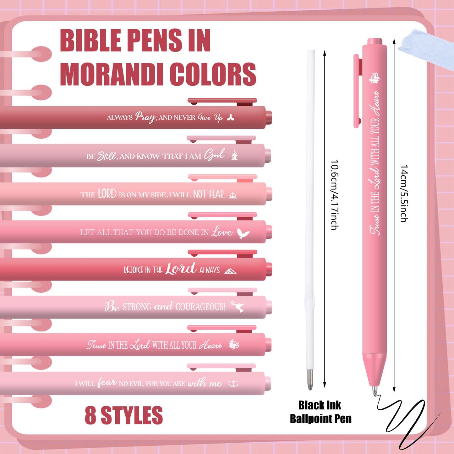 Sayglossy 80 Pcs Bible Verse Pens Christian Ballpoint Pens Inspirational Quotes Writing Tool Small