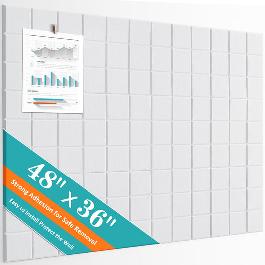 Cork Board for Walls 48" x 36", Bulletin Board for Office Decor, 12 Pack Felt Wall Tiles with Safe