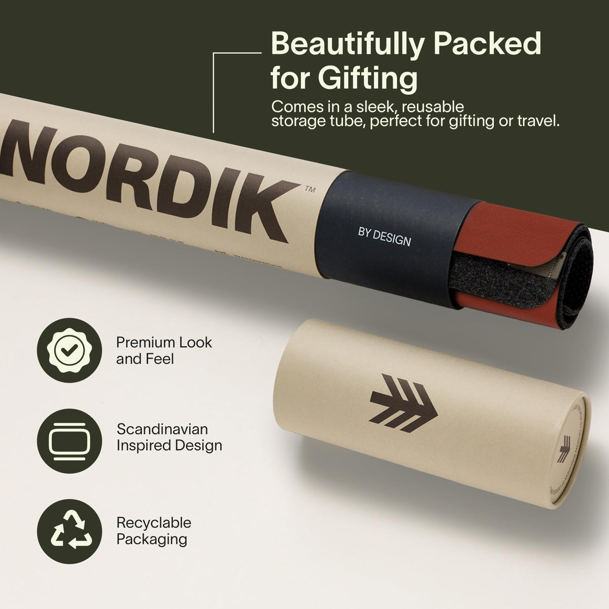 Nordik Felt and Leather Desk Mat - Dual Layer Emberwood Brown 35 x 17 in