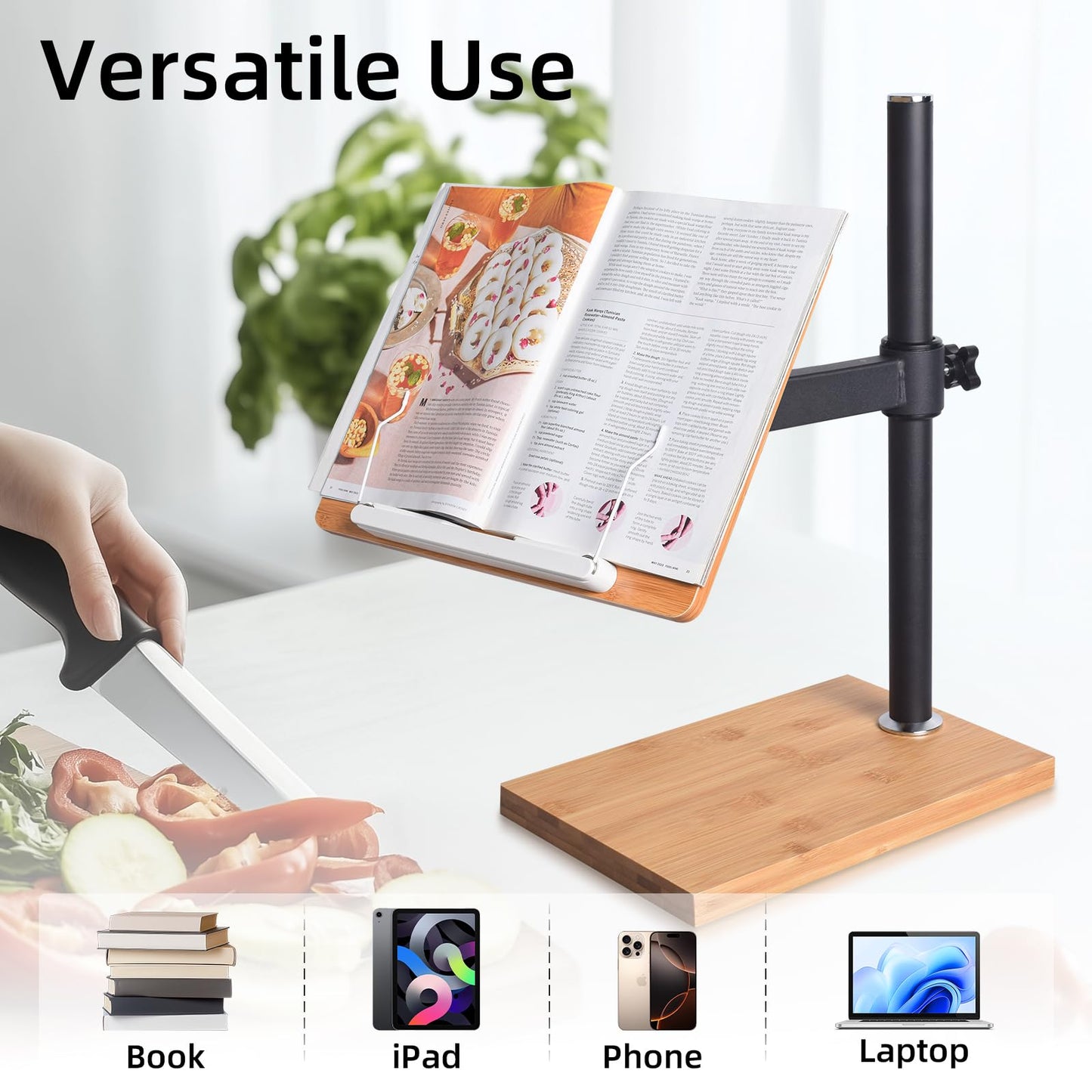wishacc Adjustable Book Stand for Reading, Ergonomic Desktop Book Reading Stand with Height & Angle