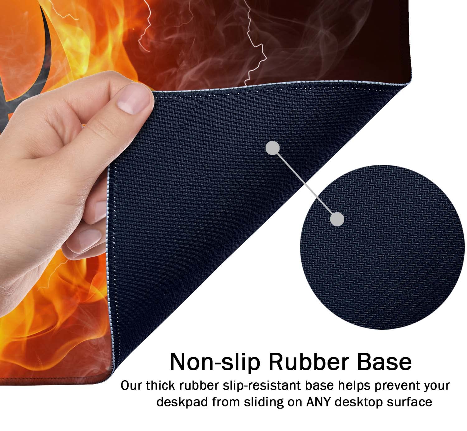 SSOIU Extended Gaming Mouse Pad (35.5x15.7 in), Basketball Ball in Fire and Water Large Non-Slip