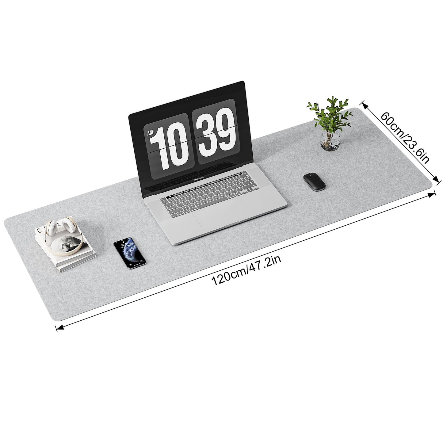 DAWNTREES Large Felt Desk Mat, 47.2"x 23.6", Desk Pad for Office and Home