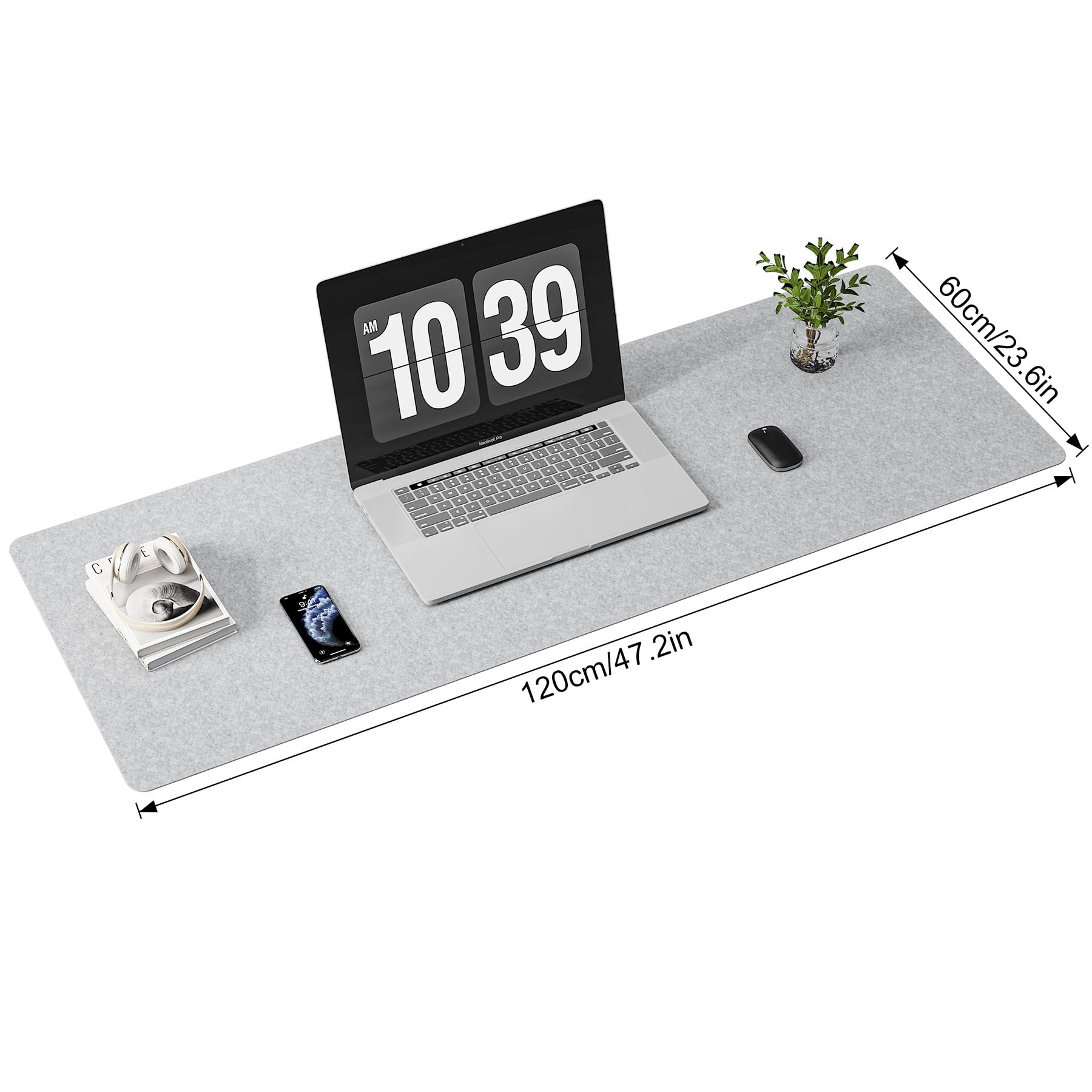 DAWNTREES Large Felt Desk Mat, 47.2"x 23.6", Desk Pad for Office and Home