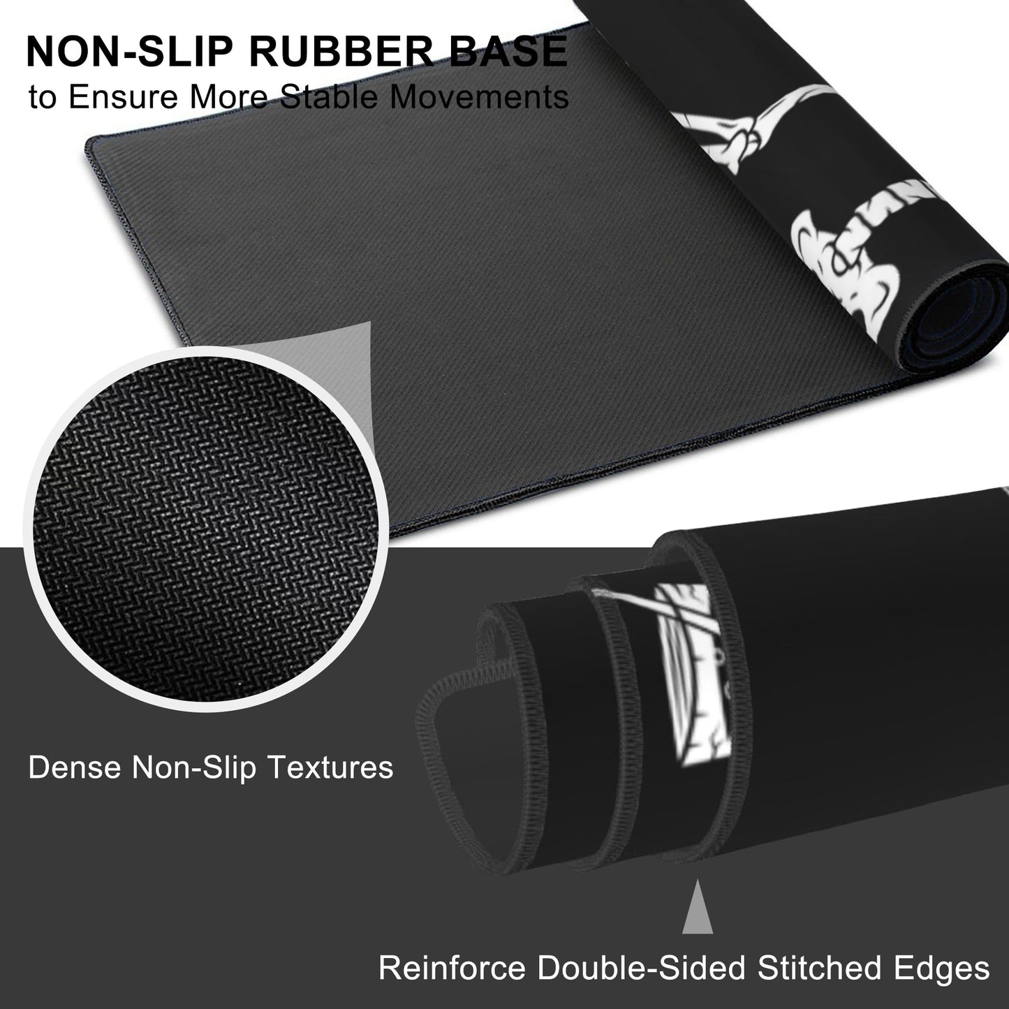 Mouse Pad, Large Skeleton with Cocktail Desk Mat, Extended Non-Slip Gaming Keyboard Mousepad Desk