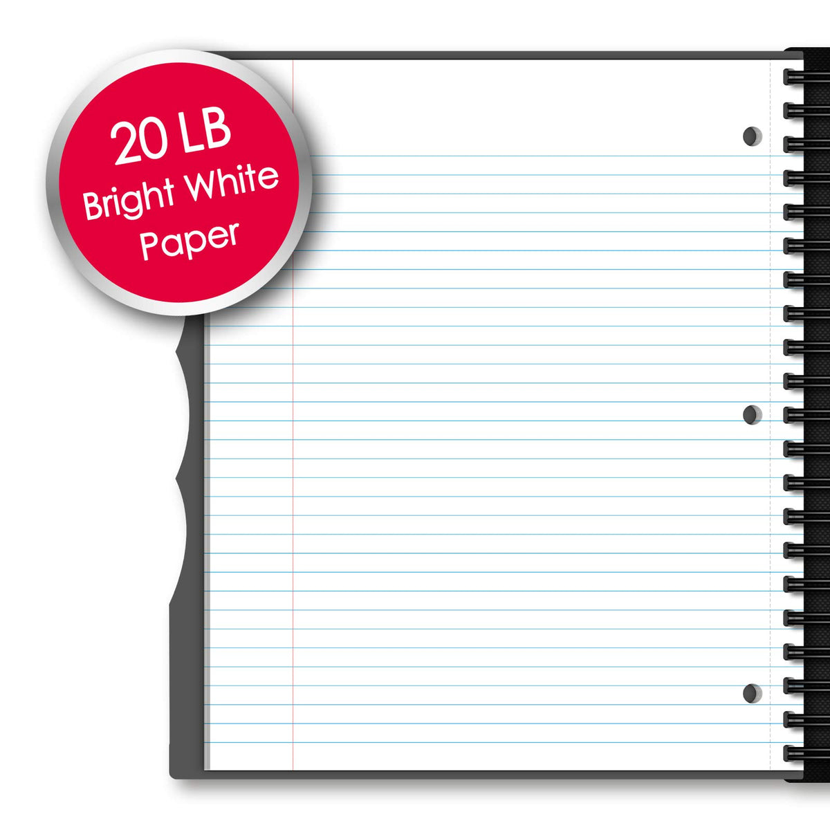 IQ+ iScholar 3-Subject Poly Cover Wirebound Notebook, College Ruled, 11 x 8.5 Inch, 150 Sheets
