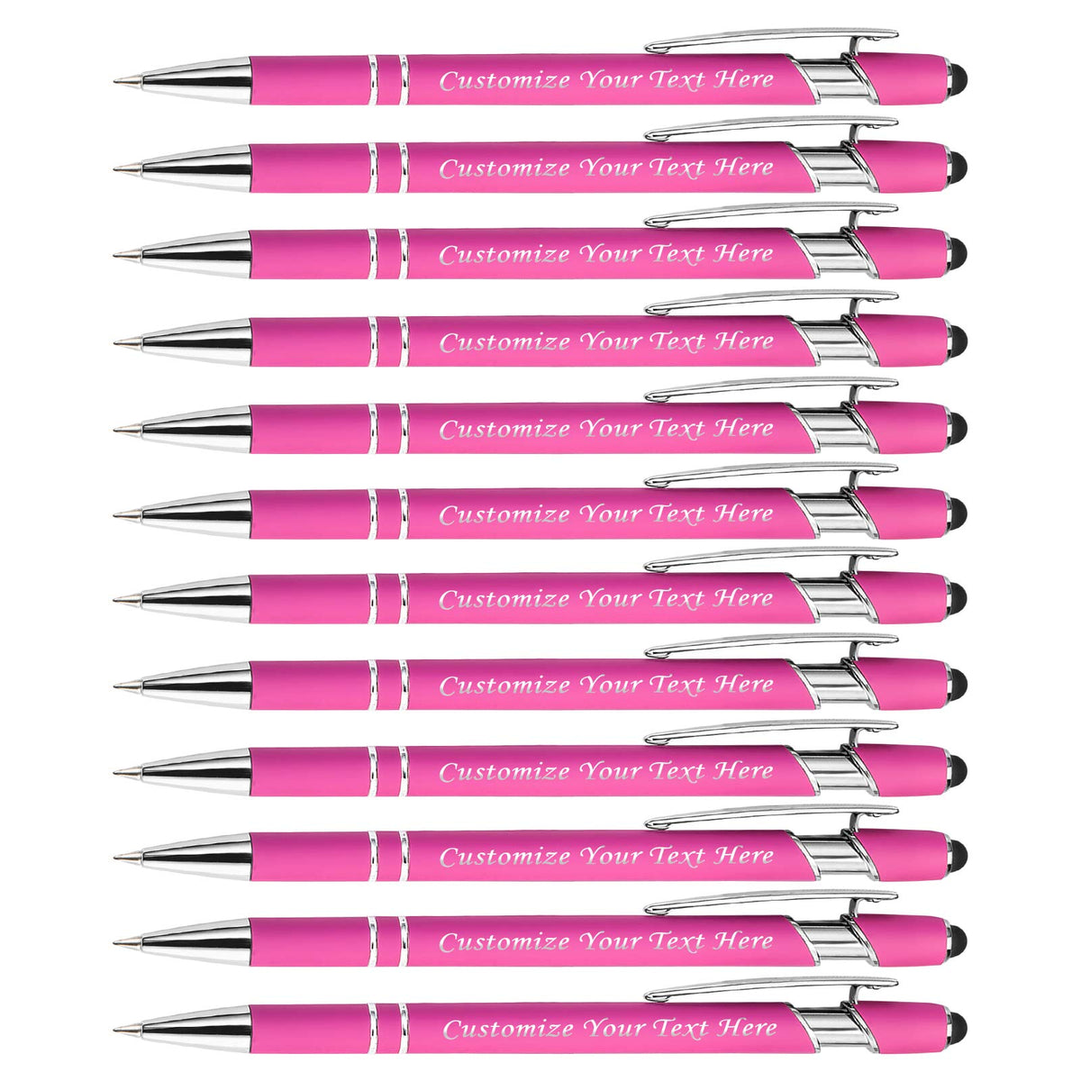 Personalized Pens with Stylus Tip, Custom Engraving Pens 12PCS, Soft Touch Ballpoint Pen, Printed
