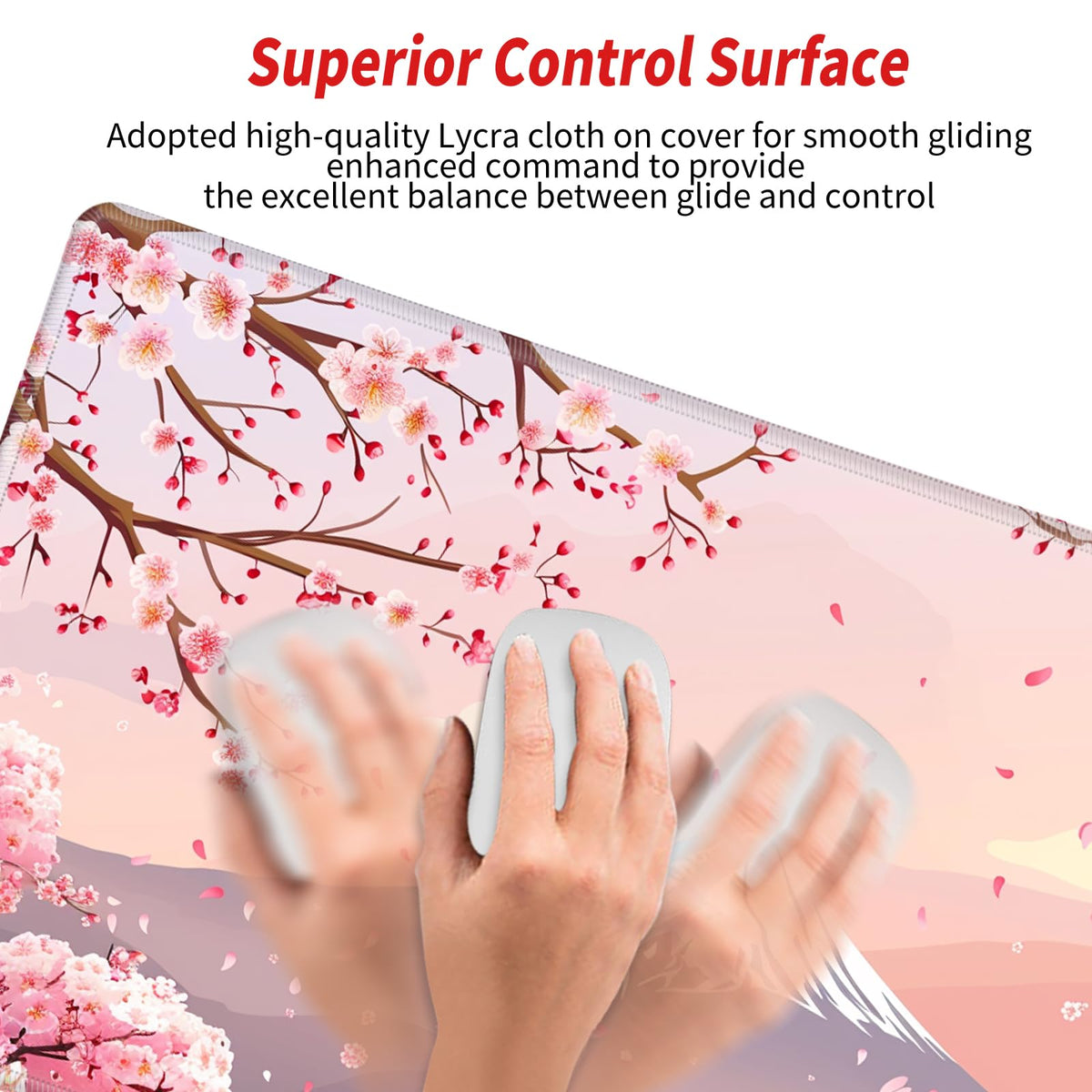 Cherry Blossom Mouse Pad and Keyboard Wrist Rest Japanese Pink Desk Mat Set Gaming Mousepad with