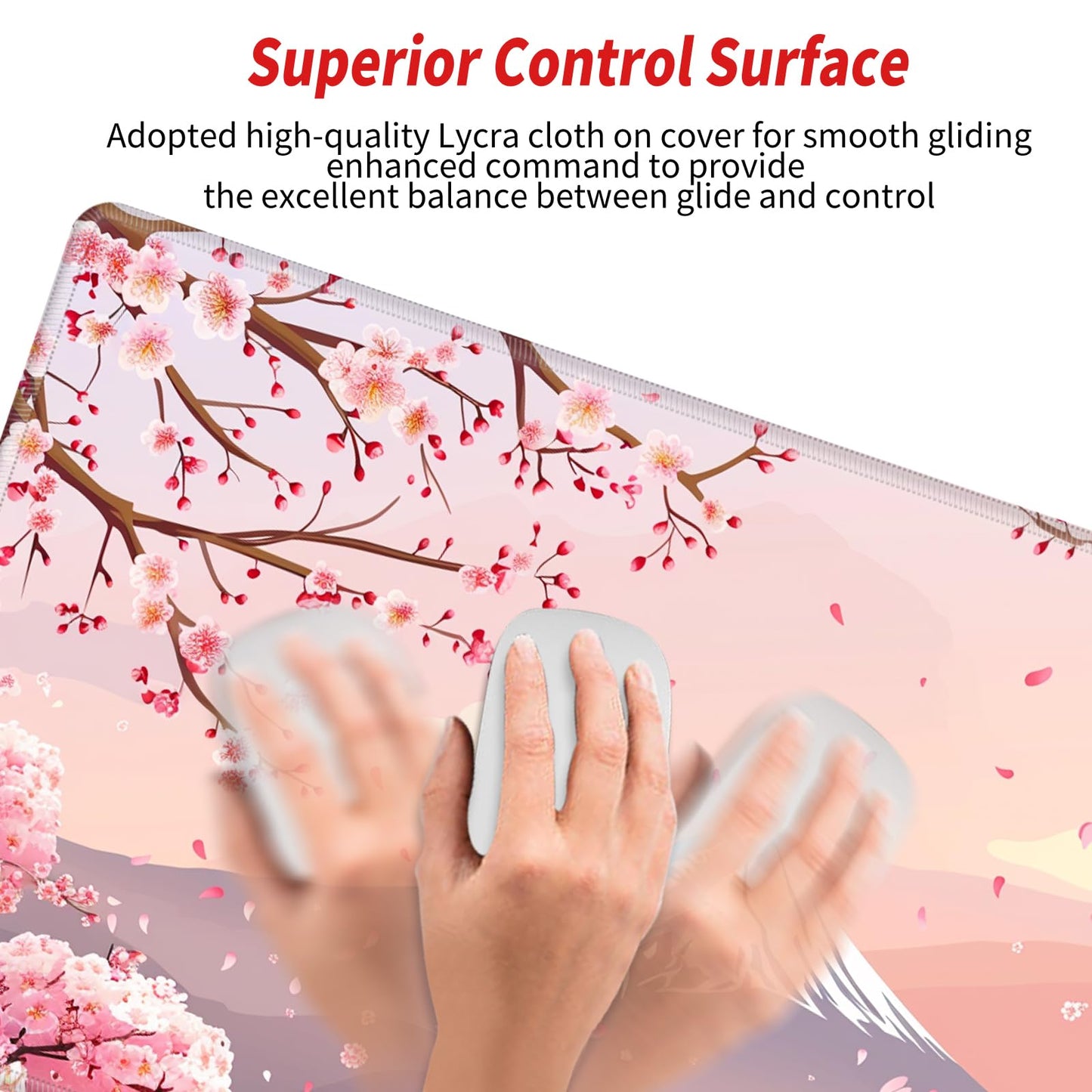 Gaming Mouse Pad Cherry Blossom Desk Mat Sakura Mousepad XL Desk Pad 24x12 Computer Mat Large Mouse