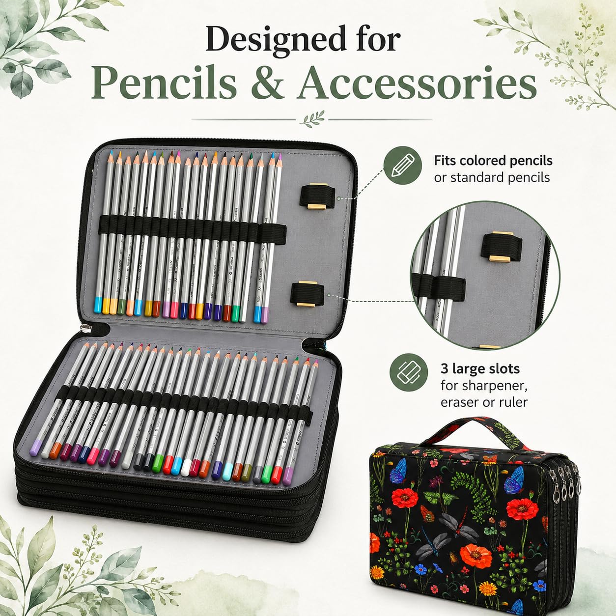 Lbxgap 120 Slots Colored Pencil Case Organizer, 3 Layer Bag