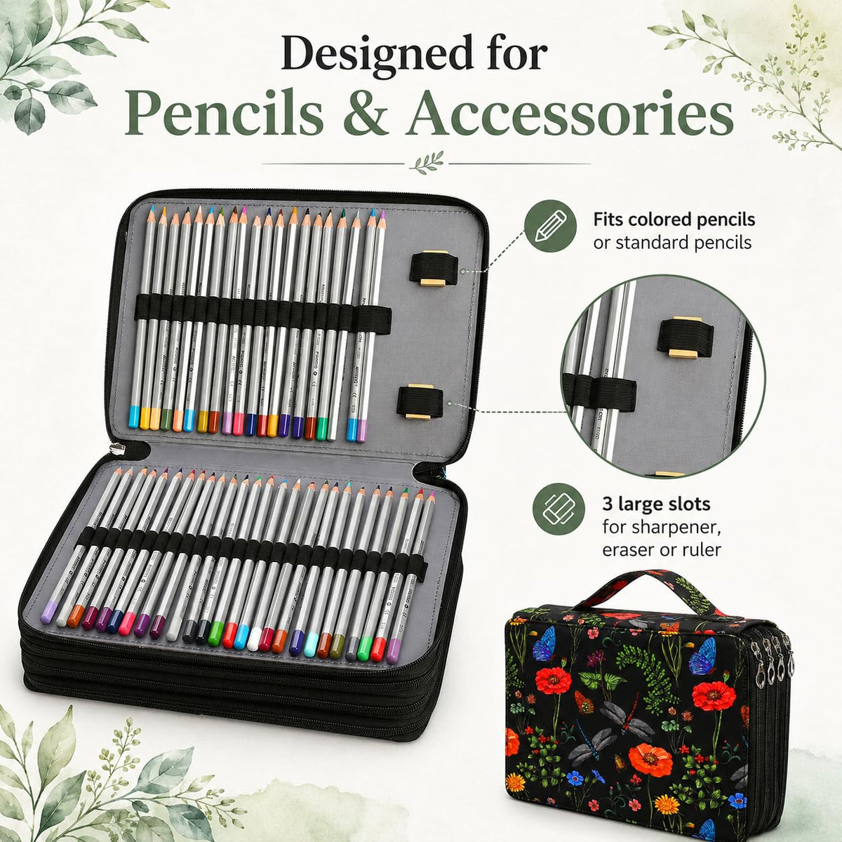 Lbxgap 120 Slots Colored Pencil Case Organizer, 3 Layer Bag