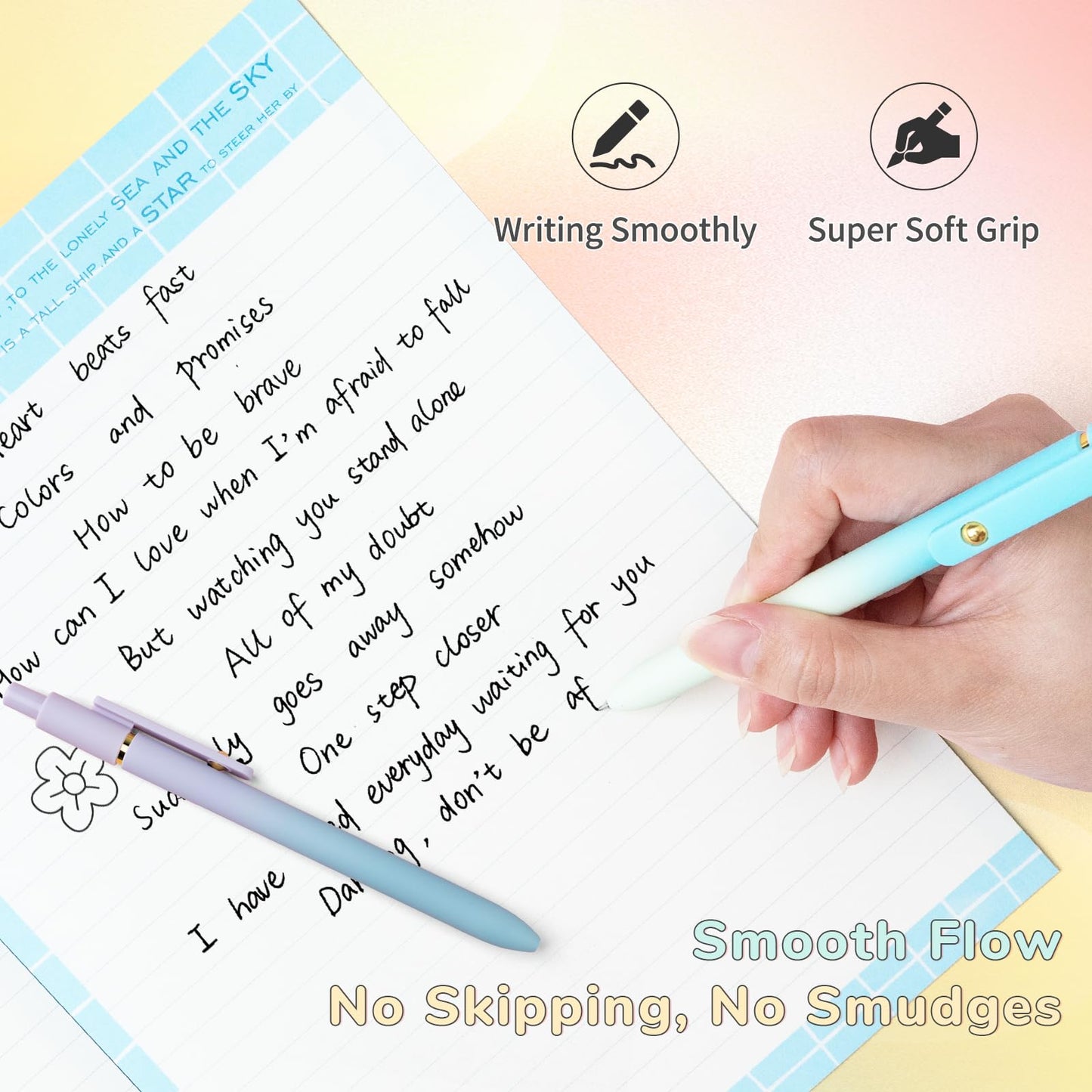 UIXJODO 12 Pcs Gel Pens 0.5mm Quick Dry Black Ink Pens Fine Point Smooth Writing Pens, Cute Office