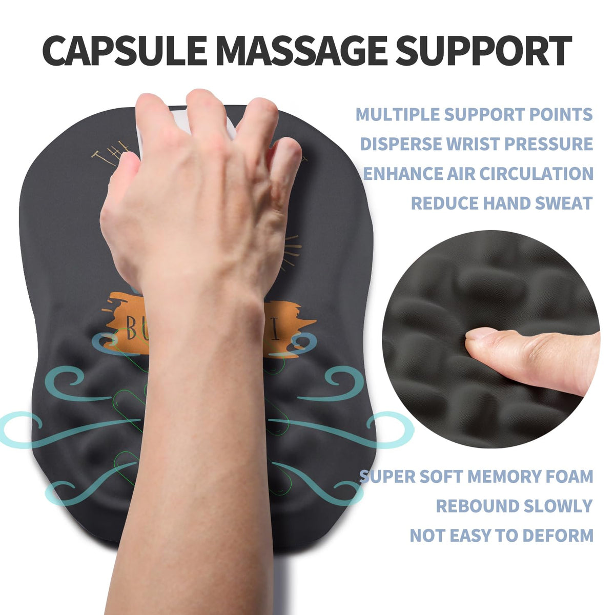 Gleamtide Ergonomic Raised Mouse Pad Wrist Support with Bilateral Slope Memory Foam Mousepad for