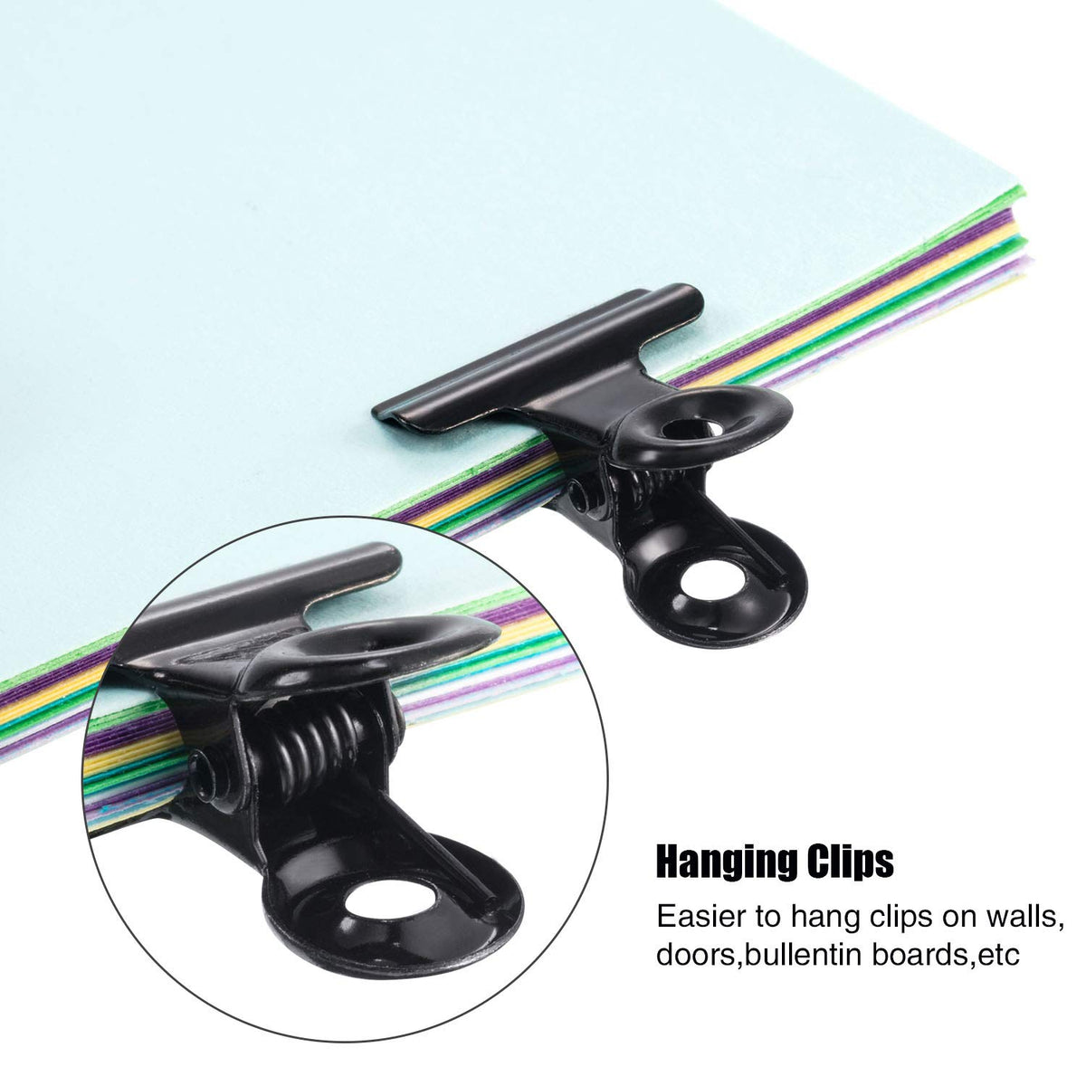 40 Pack Metal Bulldog Clips, Small Bull Binder Paper Clips, Black