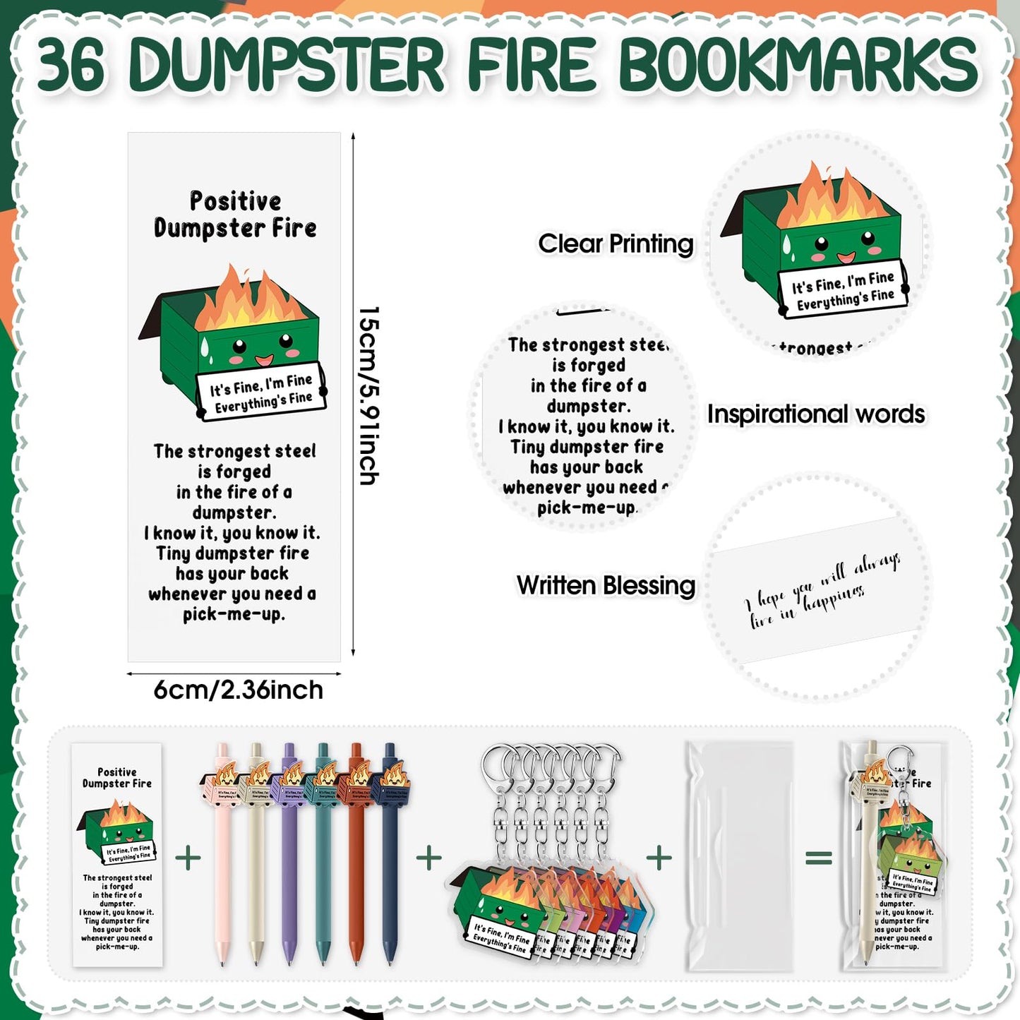Sayglossy 36 Sets Christmas Funny Dumpster Fire Gift