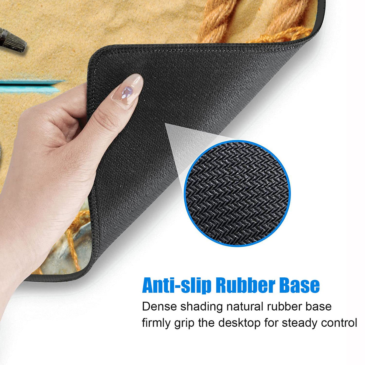 Desk Pad Mat With Coasters, 31.5"x 11.8" XXL Large Gaming Mouse Mat With Non-Slip Base and Stitched