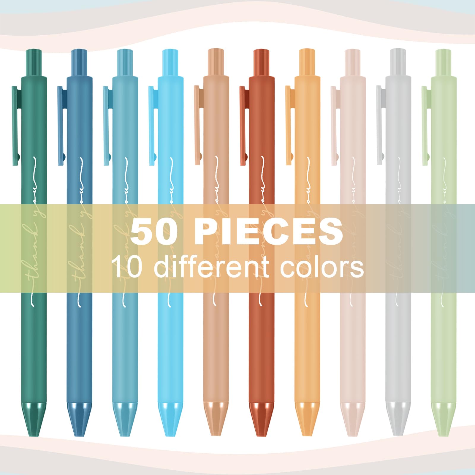 Dispowreath 50 Pcs Thank You Pen Bulk Cute Server Ballpoint, Morandi
