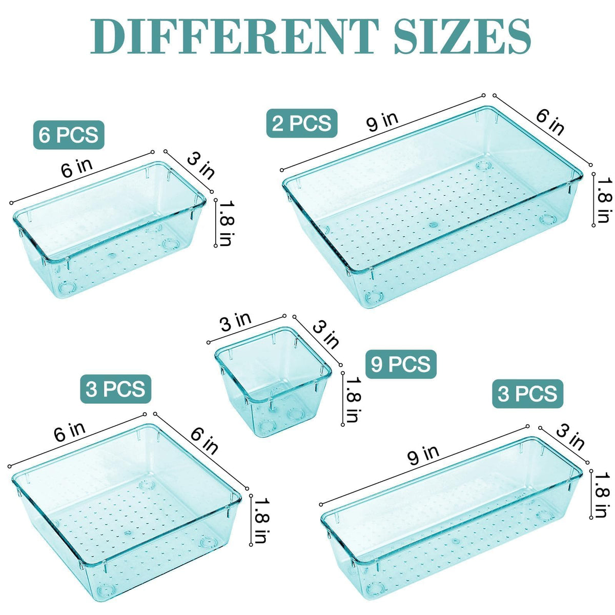 23 PCS Drawer Organizer Set, 5 Size Bathroom and kitchen organizer Trays