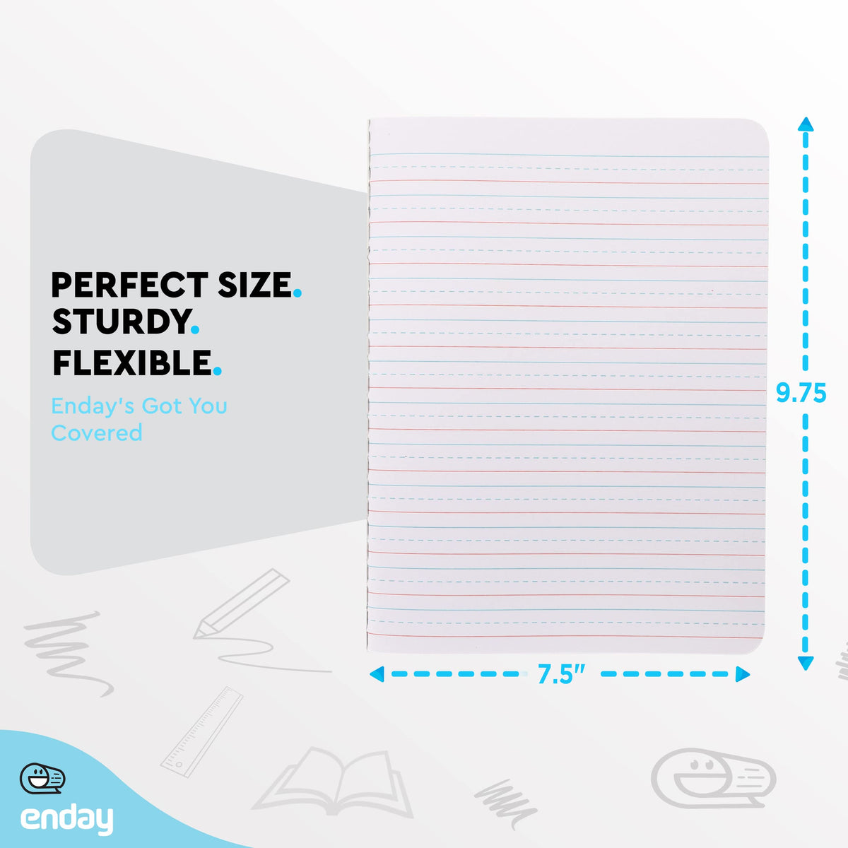 Enday Primary Composition Notebook K-2, Primary Ruled Composition Book, Primary Composition