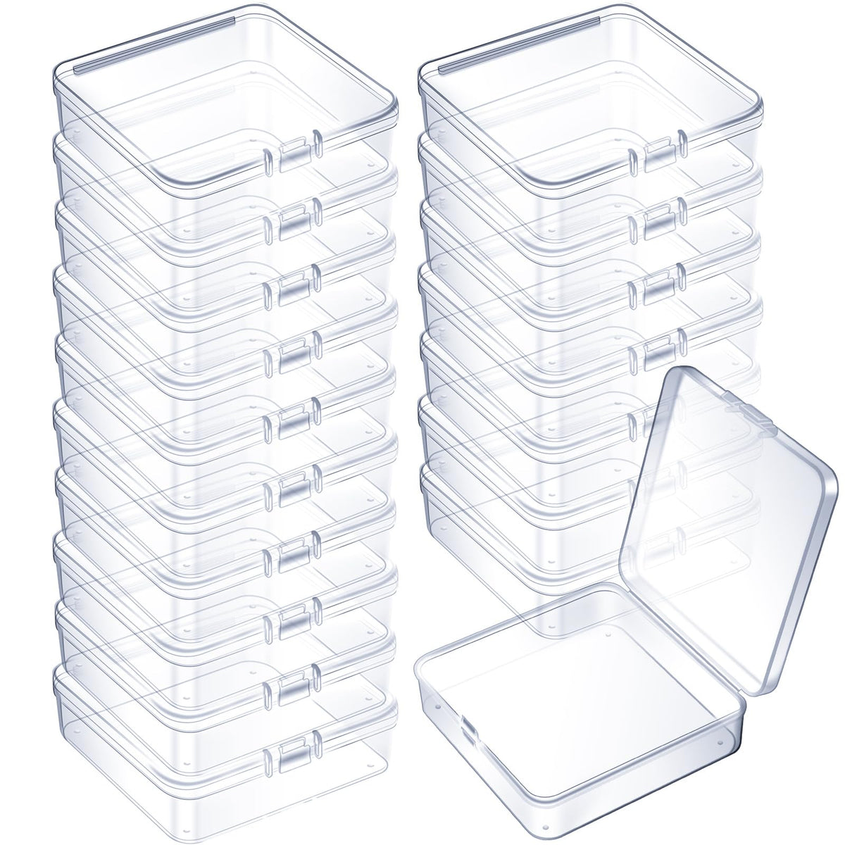 Jetec 18 Pieces Small Clear Plastic Storage Box, 3.7 x 3.7 x 1.2 Inch