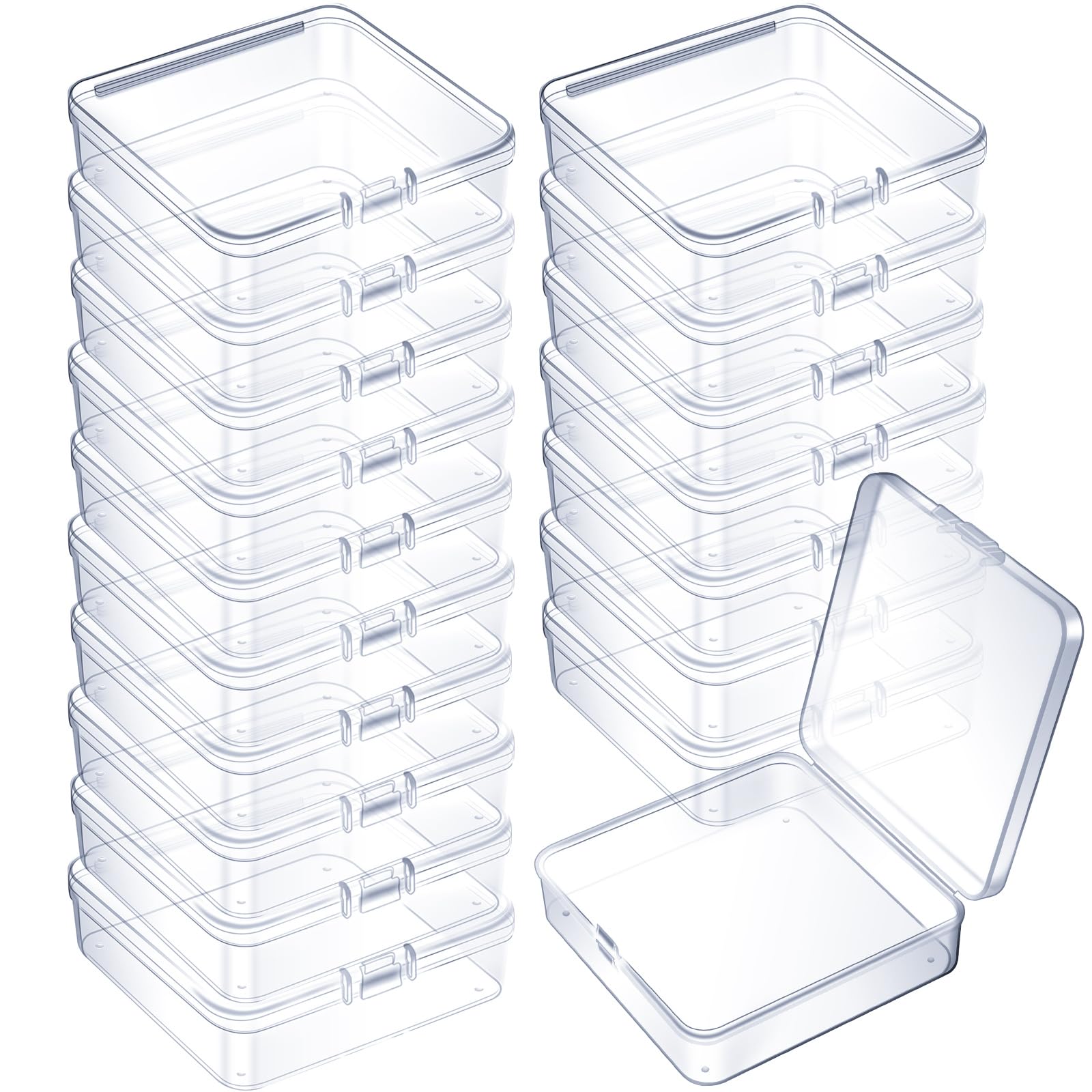 Jetec 18 Pieces Small Clear Plastic Storage Box, 3.7 x 3.7 x 1.2 Inch