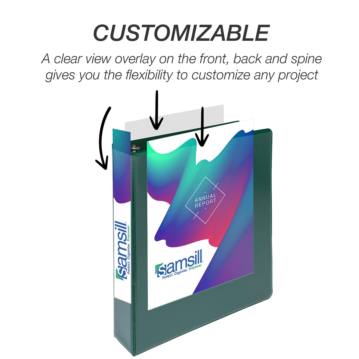 Samsill Durable 1.5 inch 3 Ring Binder, D Ring Binder, 100% Recycled Chipboard, Green, 4 Pack