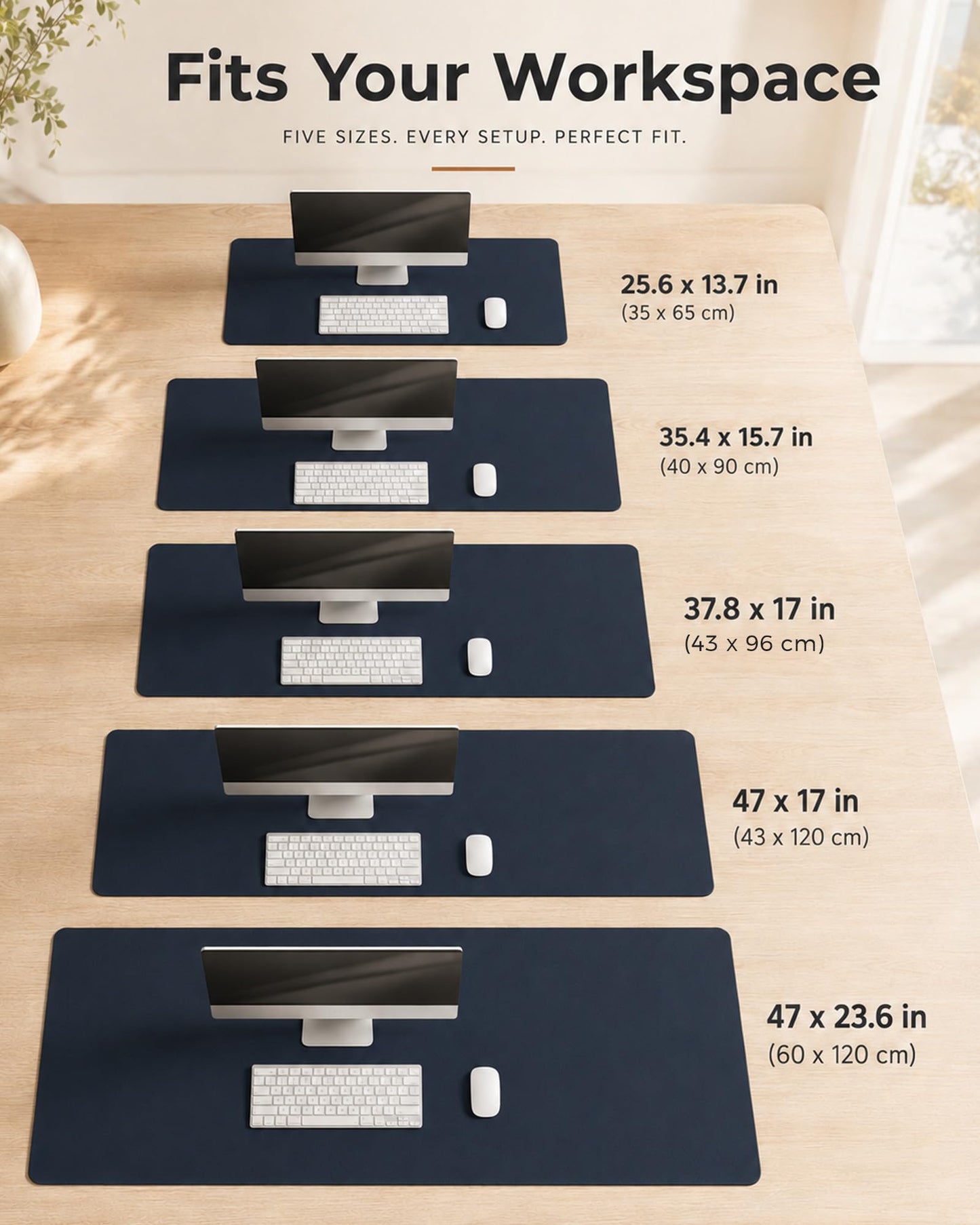 Aothia Dual-Sided Desk Mat, FSC Cork & PU Leather Desk Pad, Large Mouse Pad & Writing Surface for