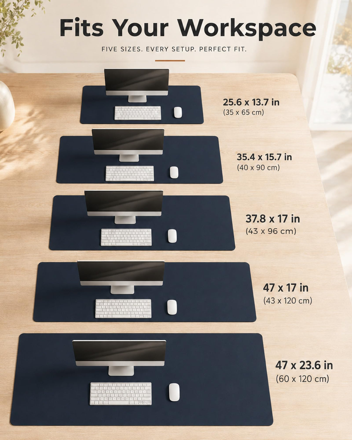 Aothia Dual-Sided Desk Mat, FSC Cork & PU Leather Desk Pad, Large Mouse Pad & Writing Surface for