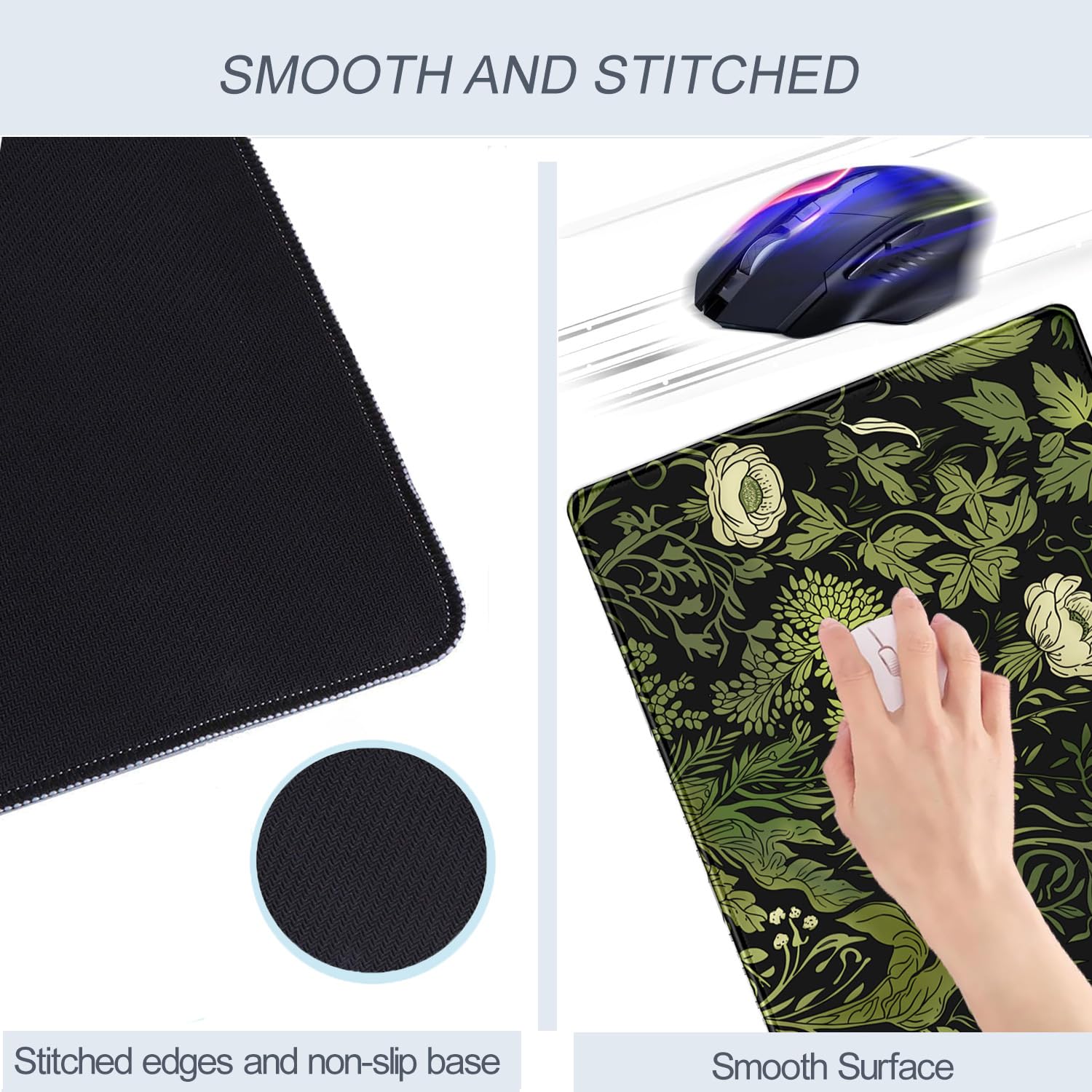 Floral Desk Mat Green Leaves Plant Desk Pad Matt for Desktop Large Gaming Mousepad XXL Full Desk