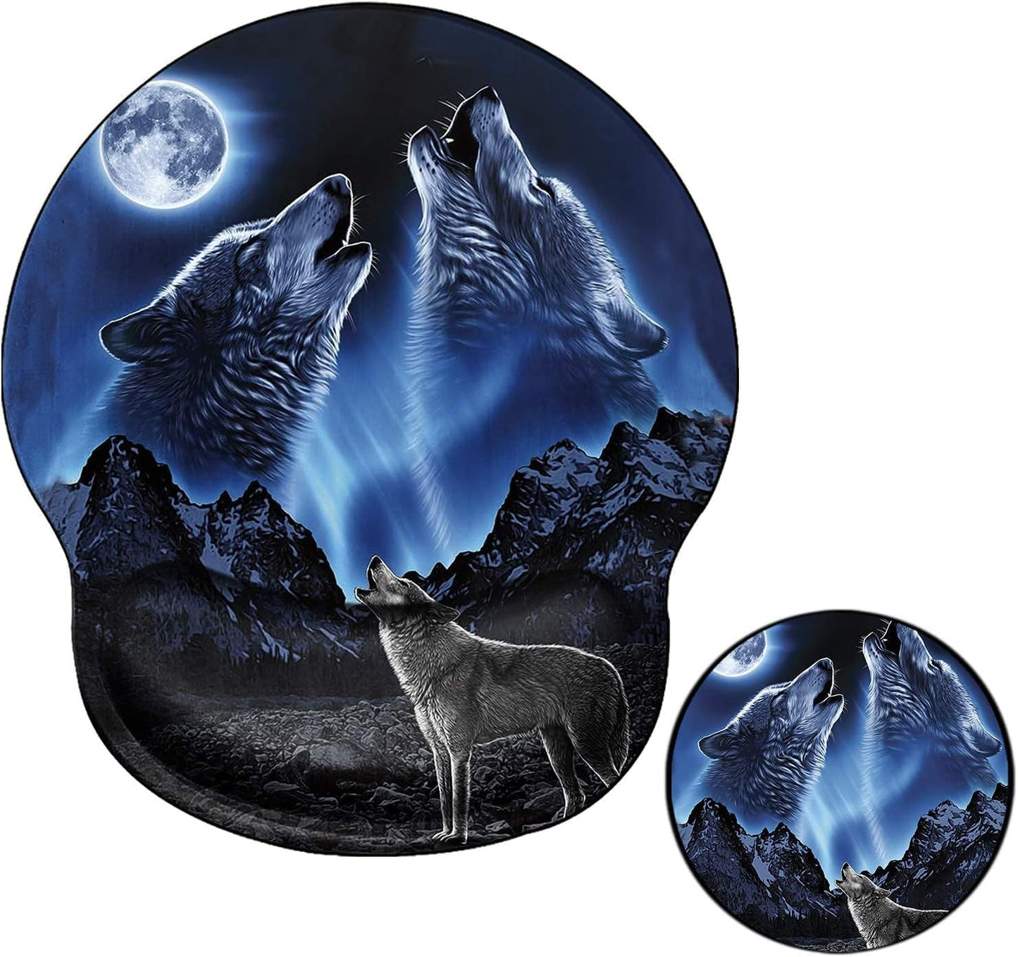 Ergonomic Mouse Pad with Wrist Support Wolf Mousepad Wrist Rest for Pad Gel Carpal Tunnel Relieves