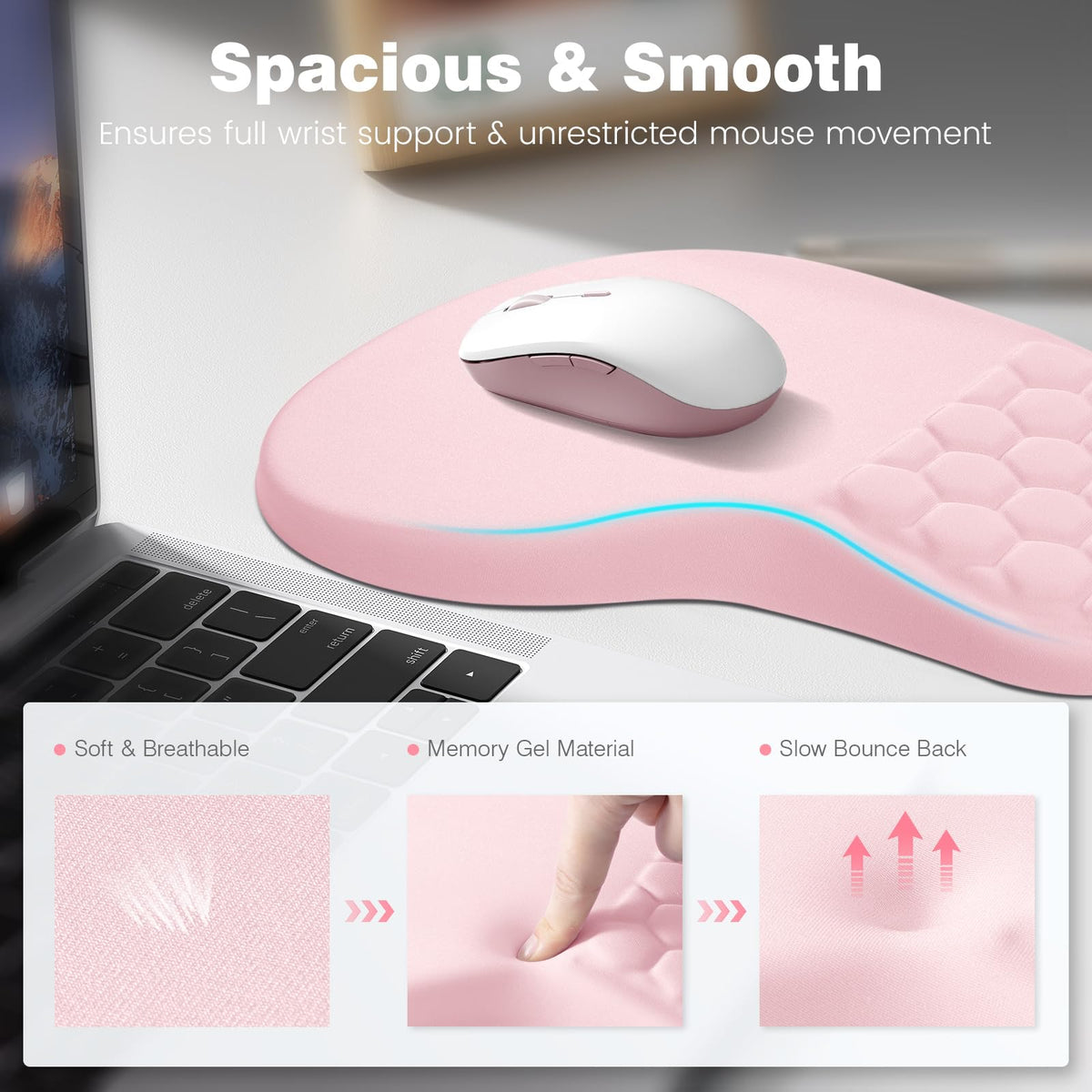 Ospelelf Ergonomic Mouse Pad and Keyboard Stand Wrist Rest Set, Memory Foam Comfort, Pain Relief