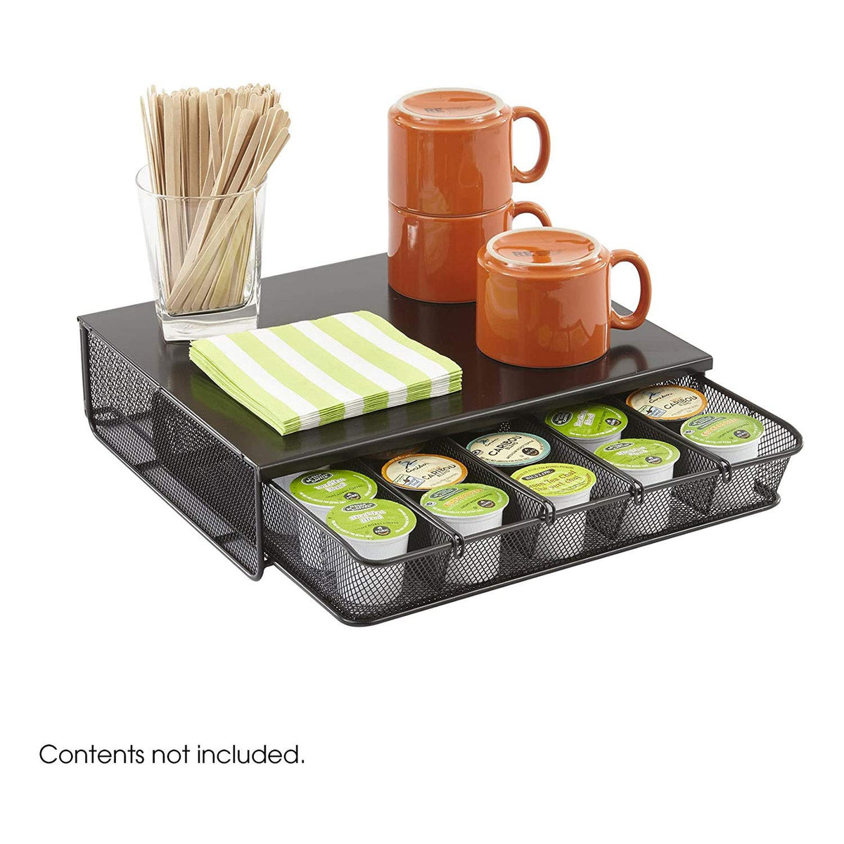 Safco Coffee and Sugar Organizer 3274BL Hospitality Tray, Home, Office, & Hotel, 1 Drawer, Black