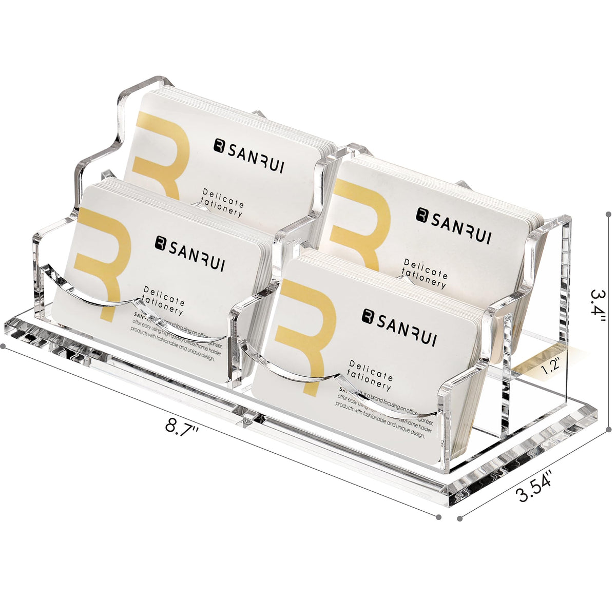 SANRUI Acrylic Business Card Holder, Clear Desk Card Display Stand 4 Slot