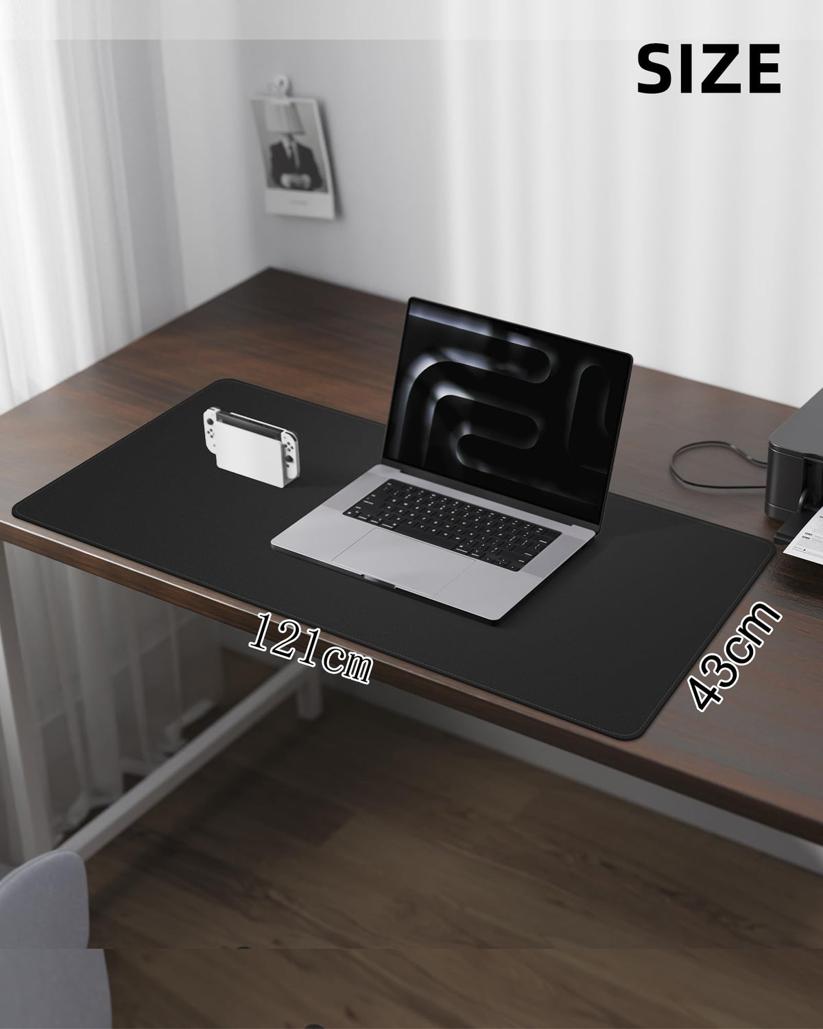 Leather Desk Pad Protector - 48" x 17" Non-Slip PU Leather Large Mouse Pad, Waterproof Desk Blotter