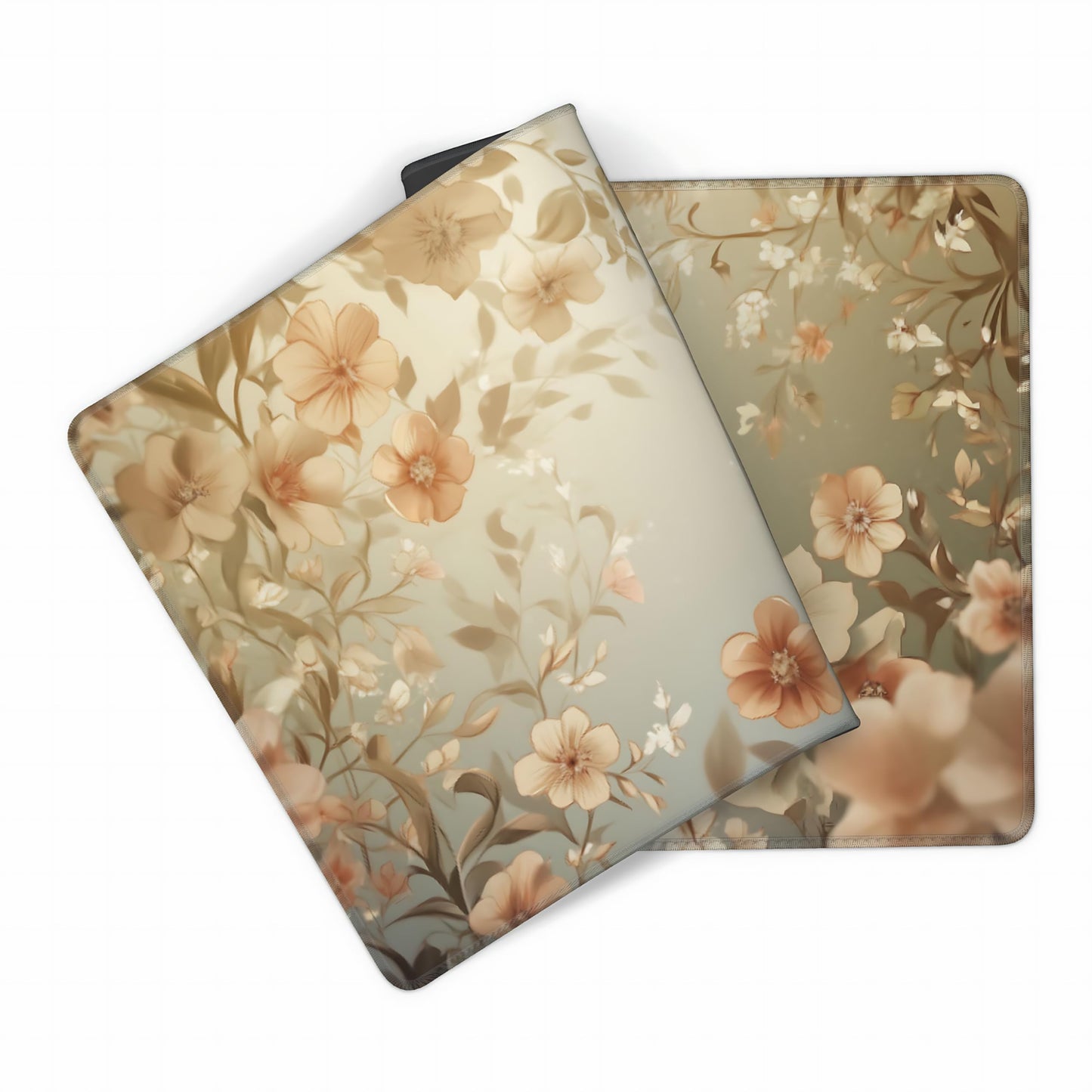 Cute Floral Aesthetic Daisy Gaming Mouse Pad, Muted Green Dreamy Desk Mat with Anti-Slip Base &