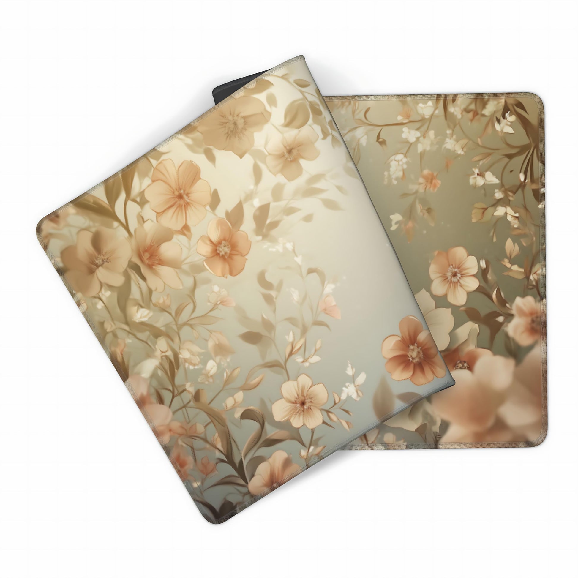 Cute Floral Aesthetic Daisy Gaming Mouse Pad, Muted Green Dreamy Desk Mat with Anti-Slip Base &